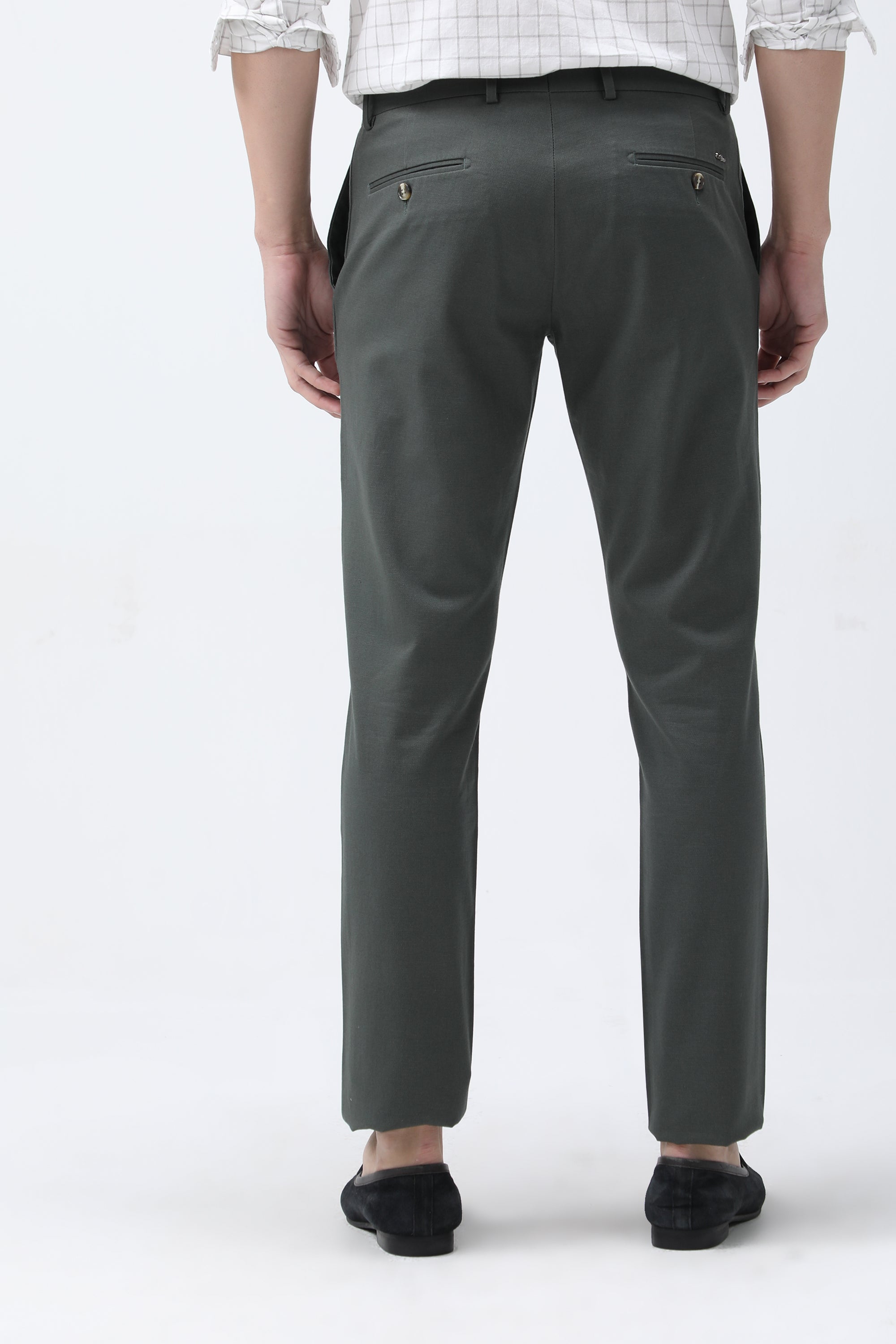 Bare Brown Slim Fit Cotton Chinos - Green