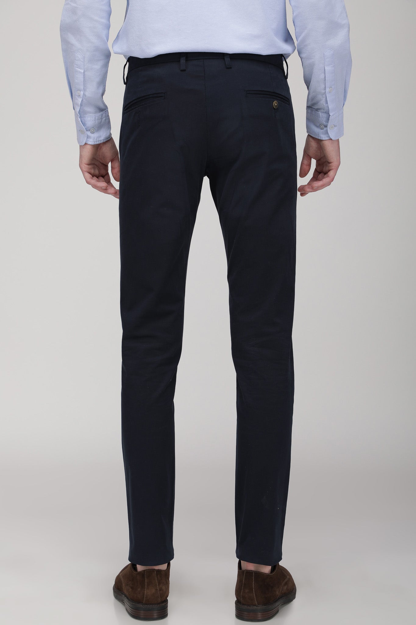 Bare Brown Stretch Slim Fit Cotton Chinos - Navy