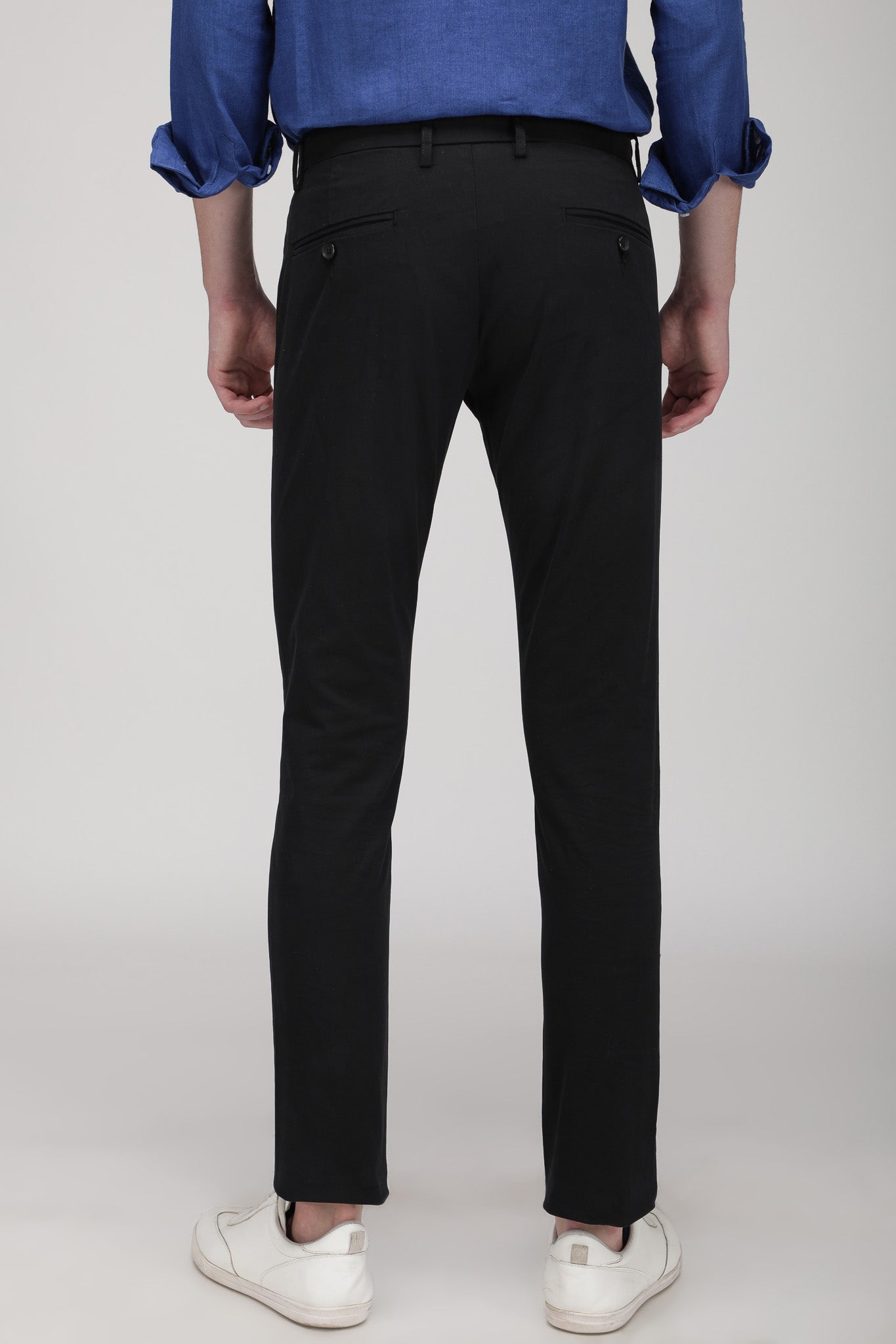 Bare Brown Stretch Slim Fit Cotton Chinos - Black