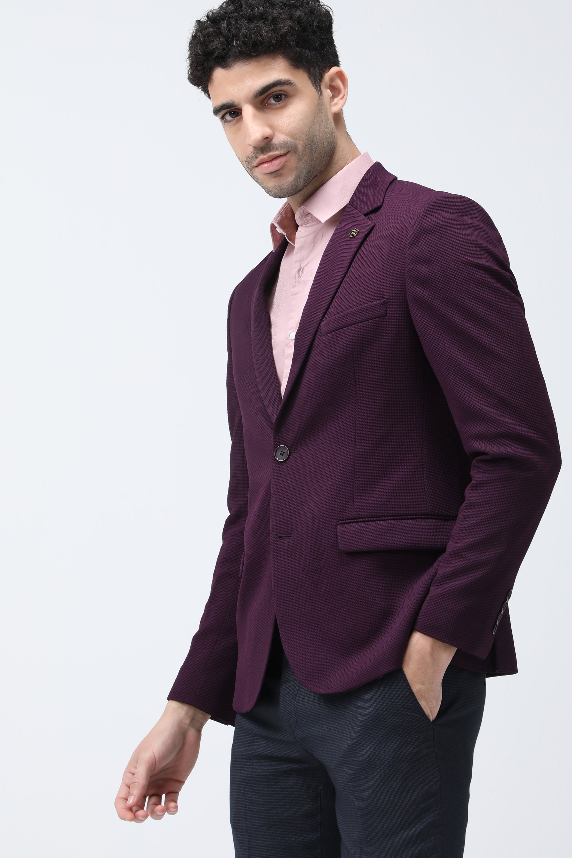 King Richard Slim Fit Knit Blazer - Wine