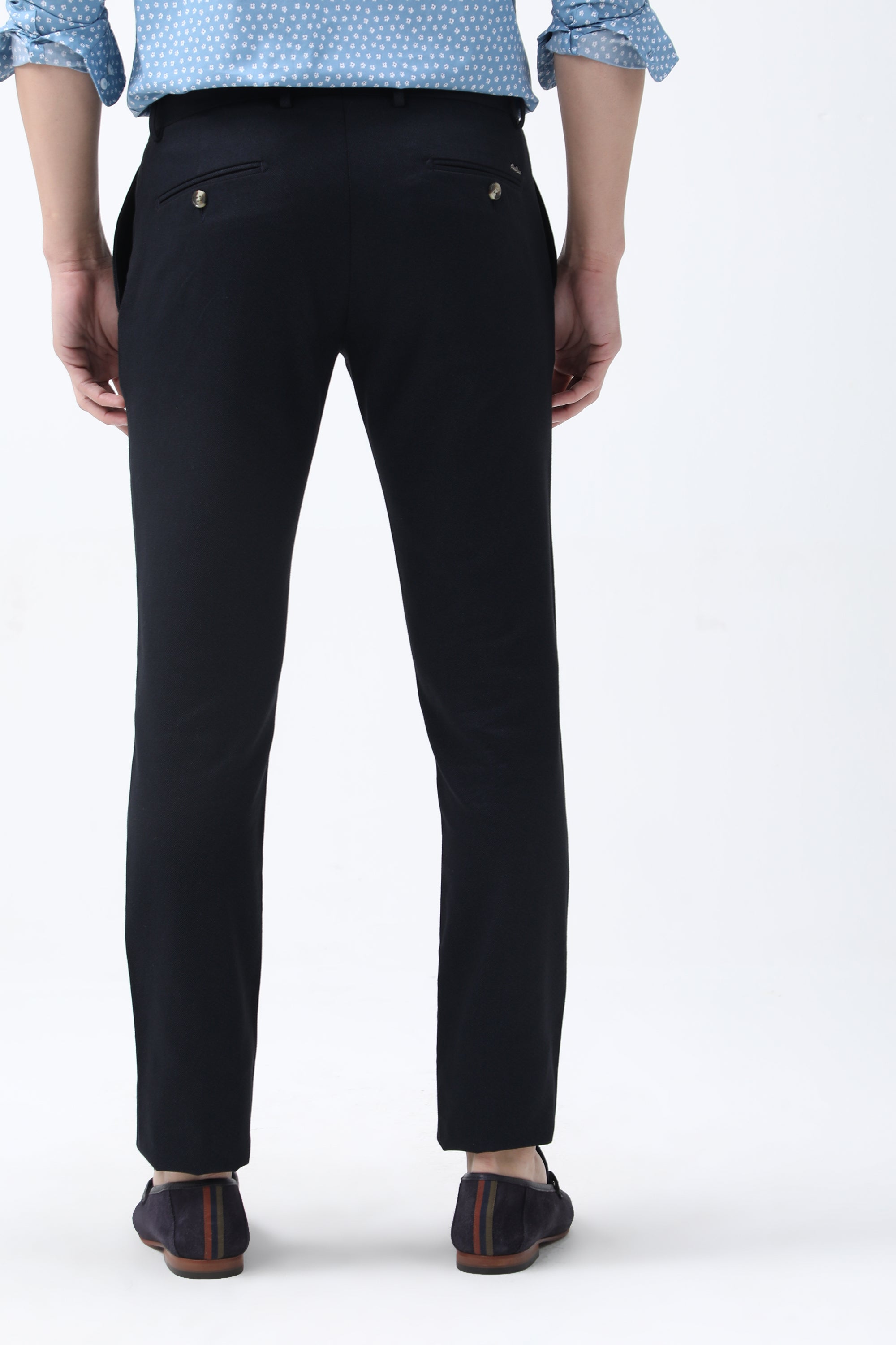 Bare Brown Slim Fit Cotton Chinos - Navy