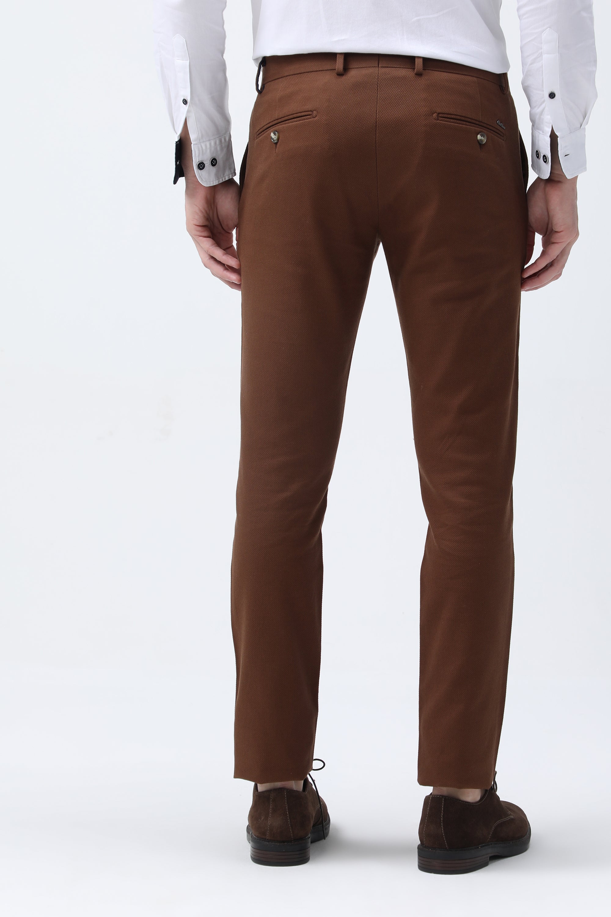 Bare Brown Slim Fit Cotton Chinos - Brown