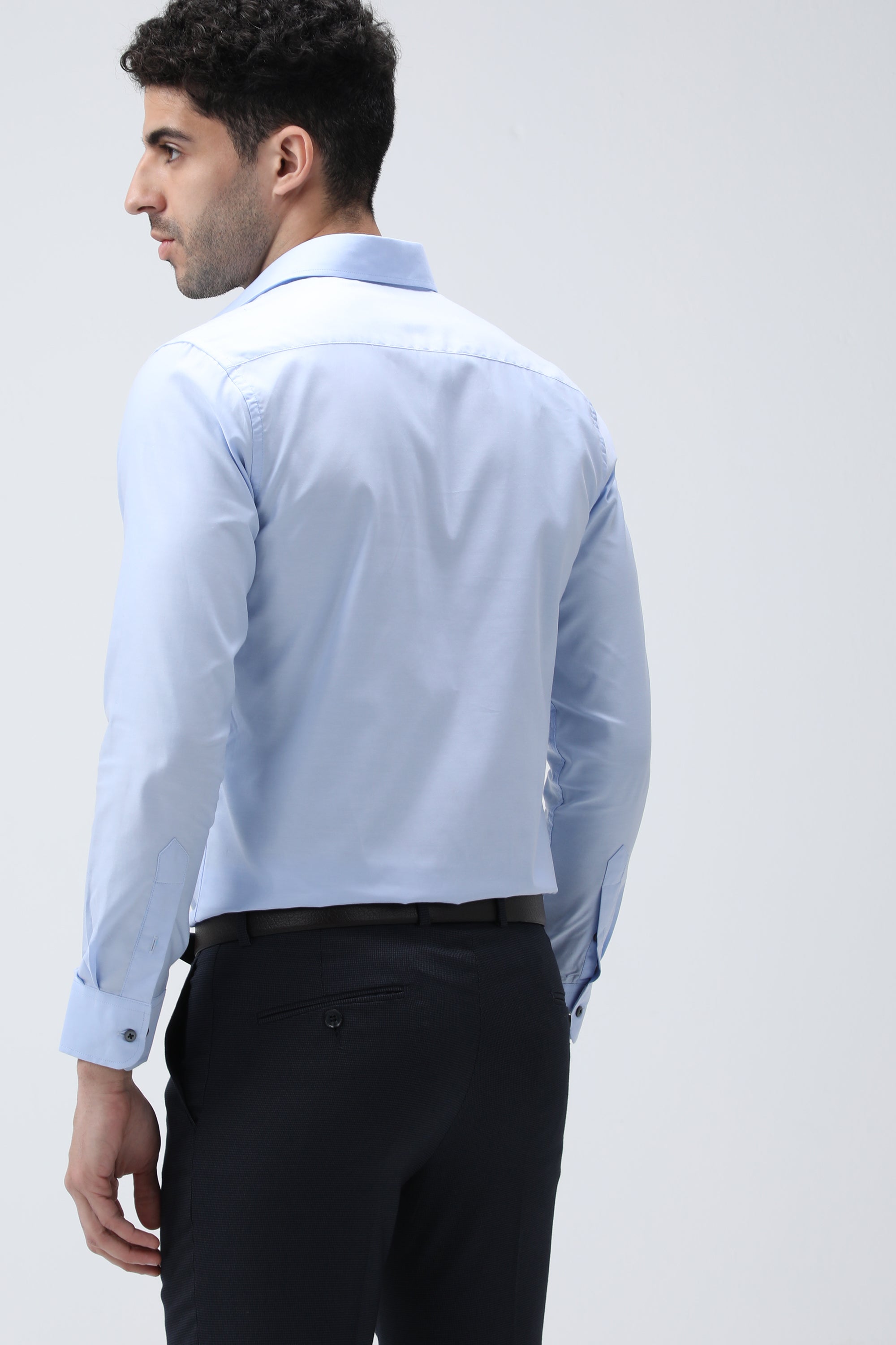 T the brand Superfine Cotton Slim Fit Full Sleeved Shirt - Light blue