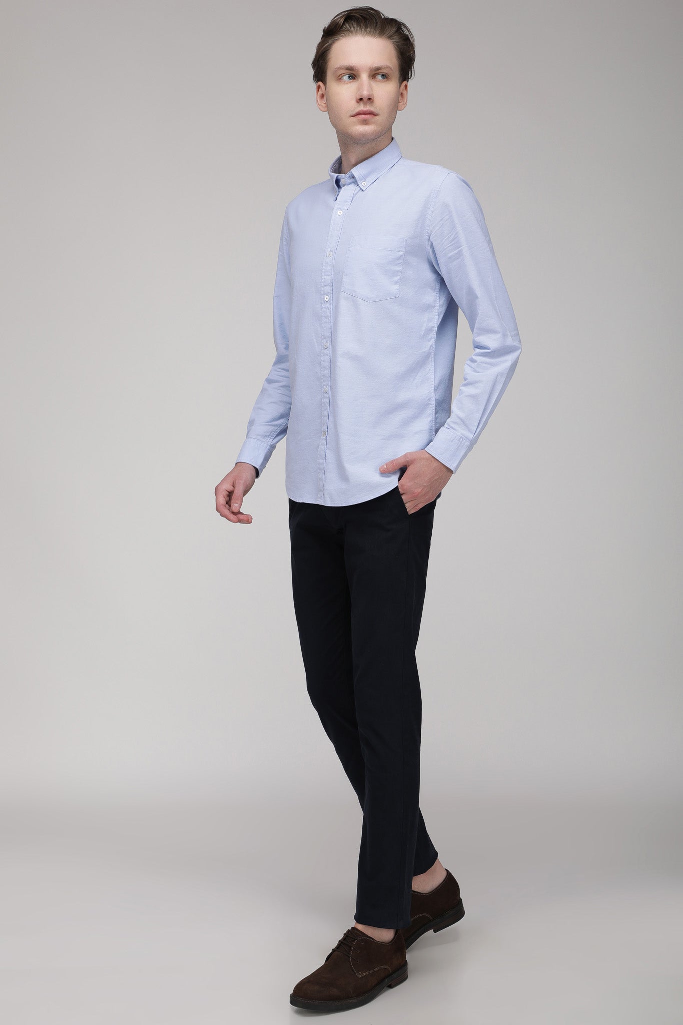 Bare Brown Stretch Slim Fit Cotton Chinos - Navy