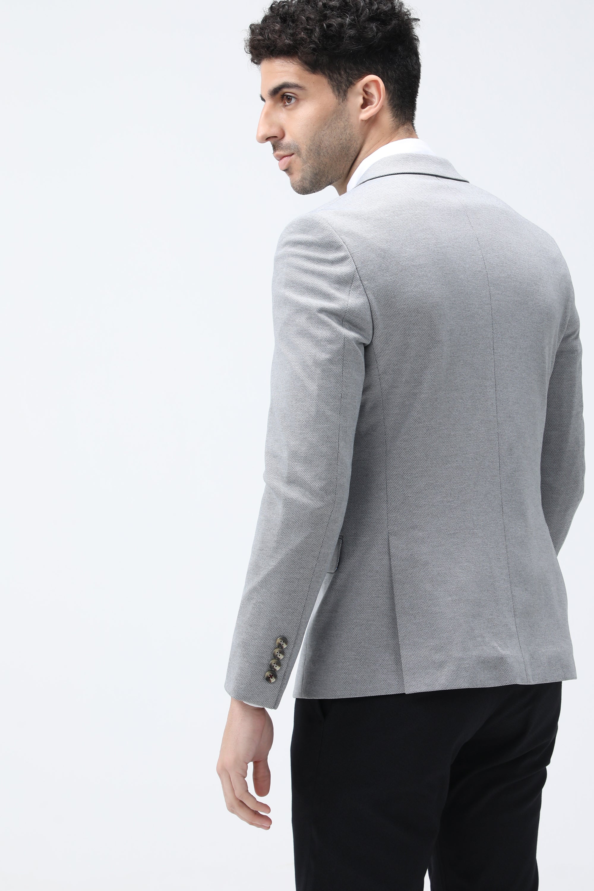 Bare Brown Knit Blazer - Grey