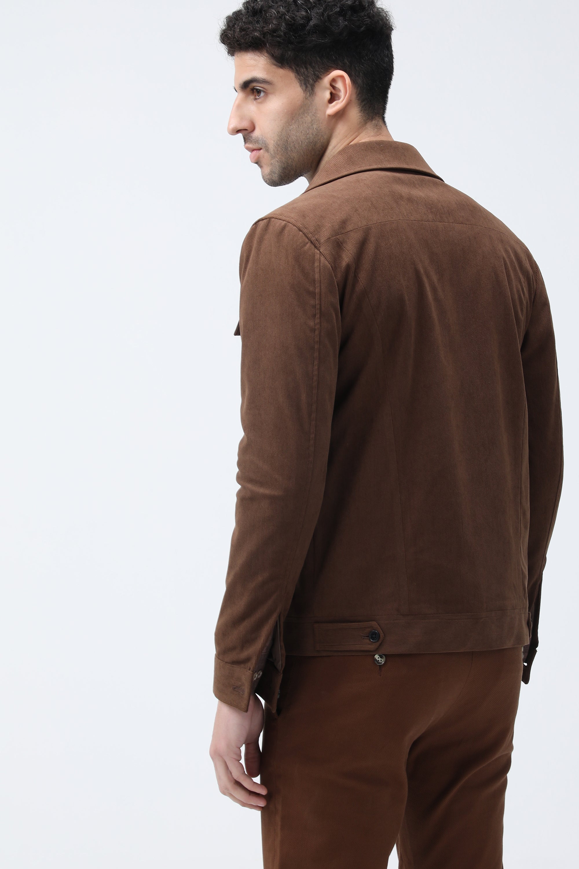 Bare Brown Corduroy Overshirt with Pockets - Brown