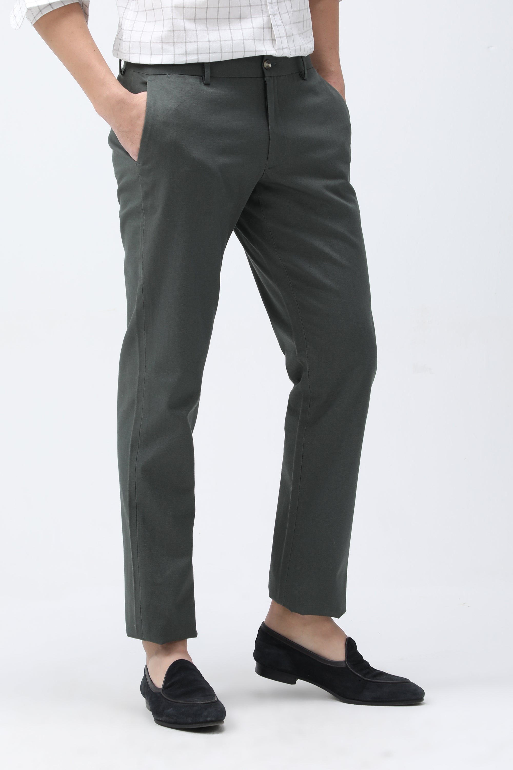 Bare Brown Slim Fit Cotton Chinos - Green