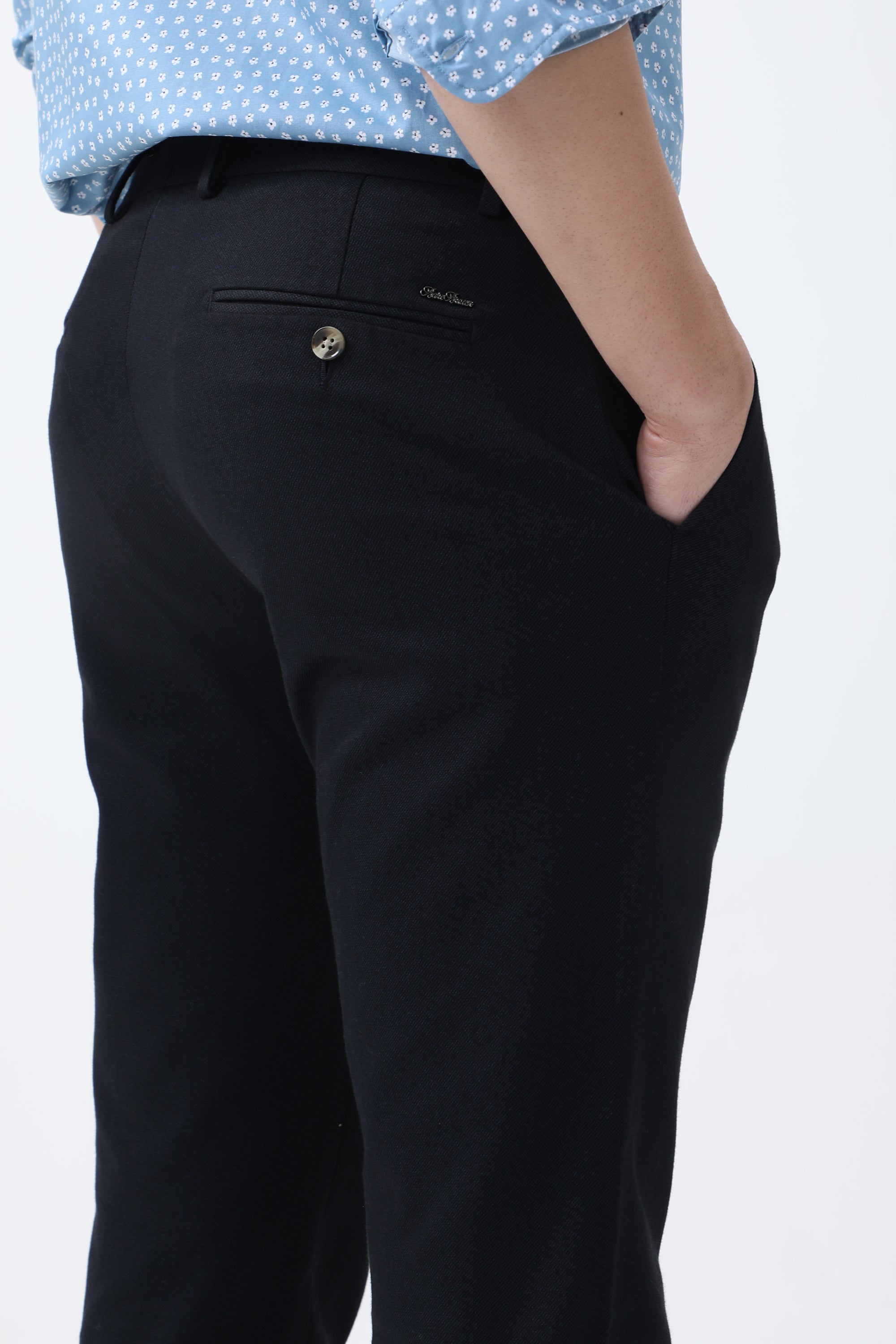 Bare Brown Slim Fit Cotton Chinos - Navy