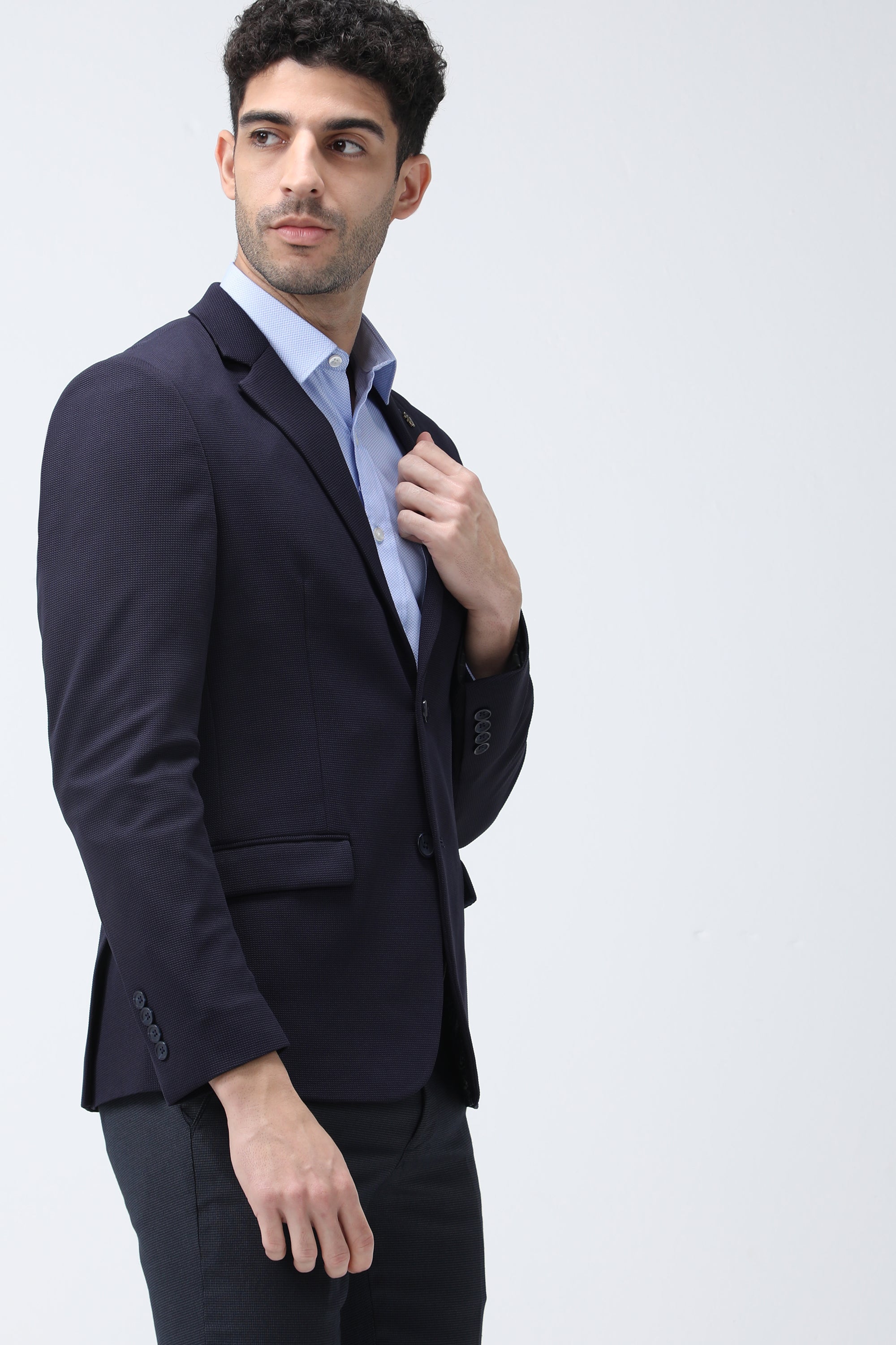 King Richard Slim Fit Knit Blazer - Navy