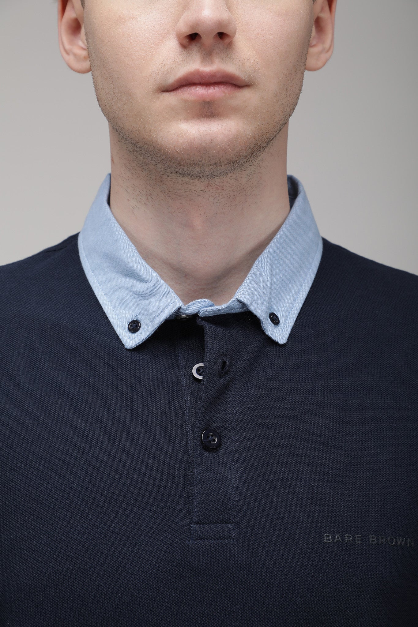 Bare Brown Navy Slim Fit Lightweight Polo T-Shirt