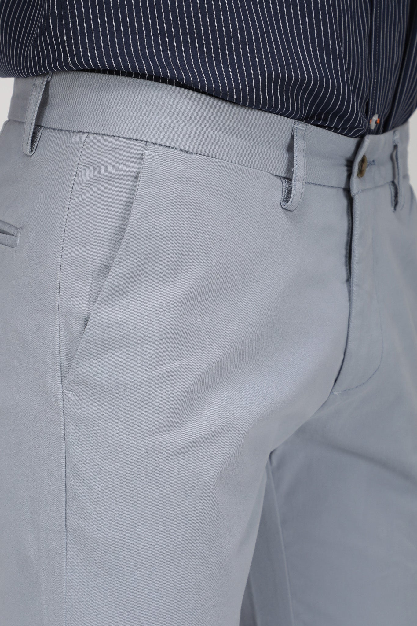 Bare Brown Stretch Slim Fit Cotton Chinos - Light Blue