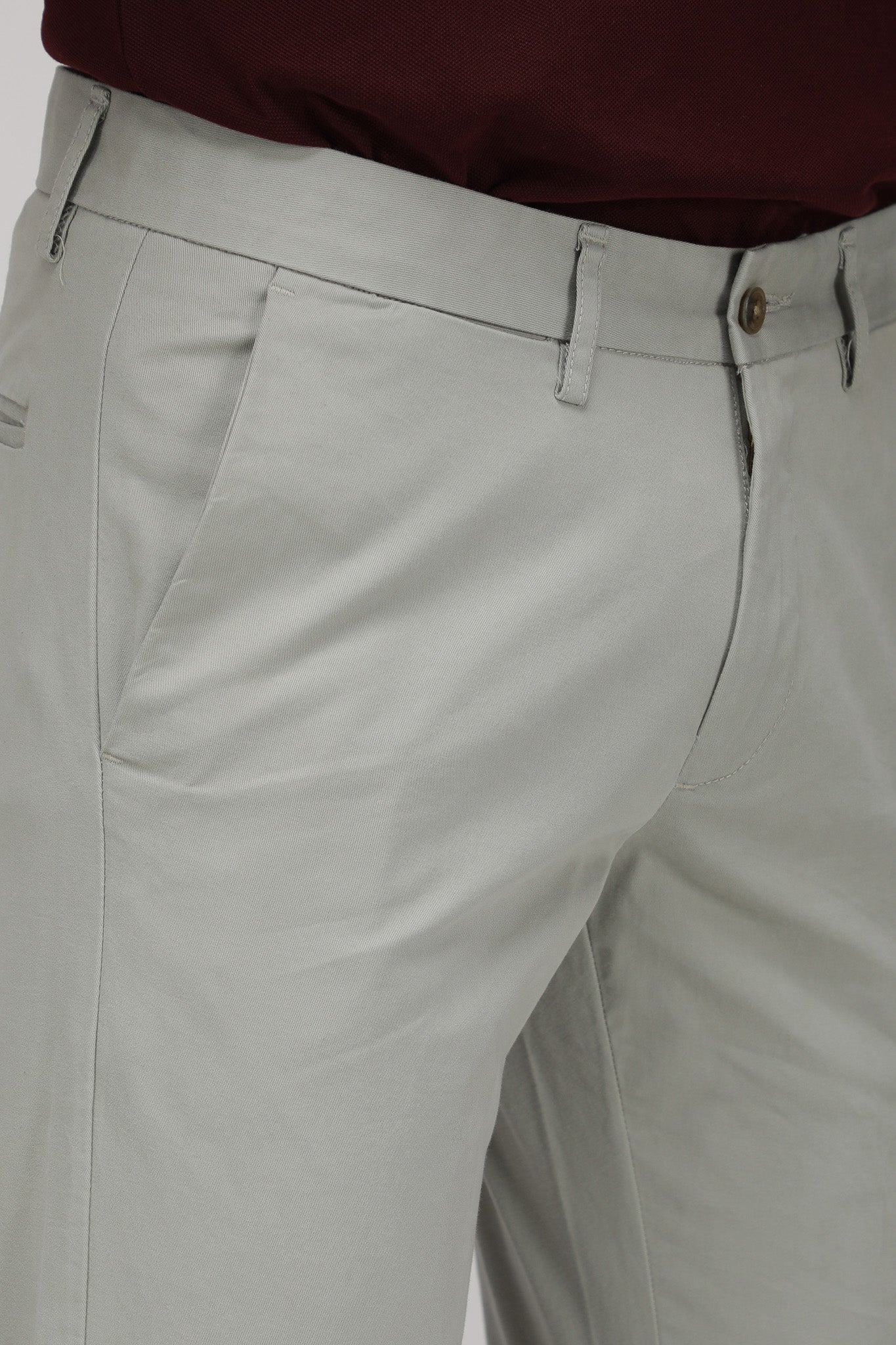 Bare Brown Stretch Slim Fit Cotton Chinos - Green