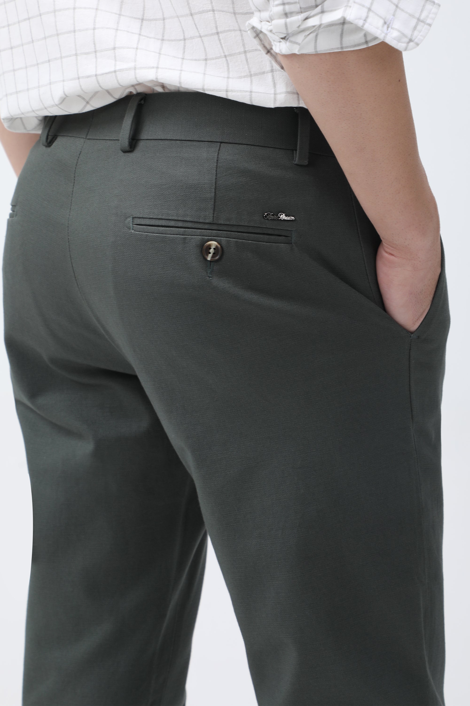 Bare Brown Slim Fit Cotton Chinos - Green