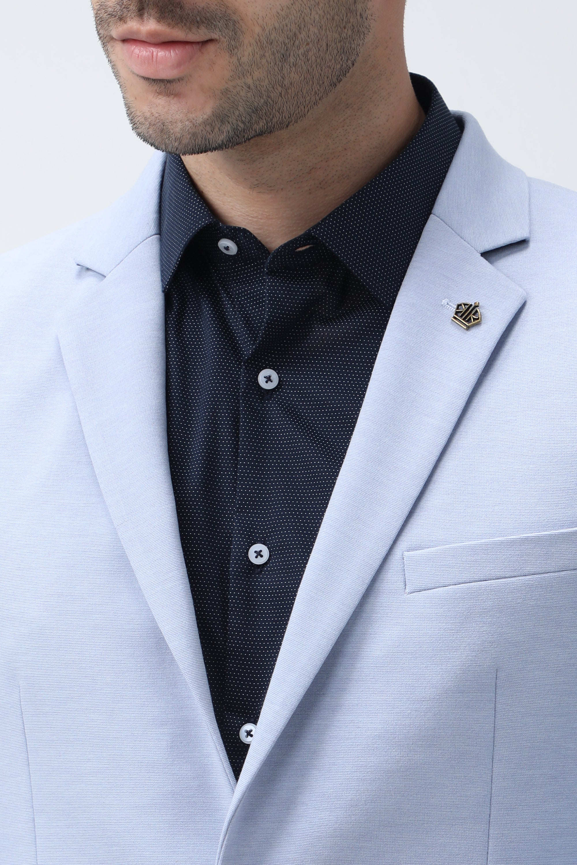 King Richard Slim Fit Knit Blazer - Blue