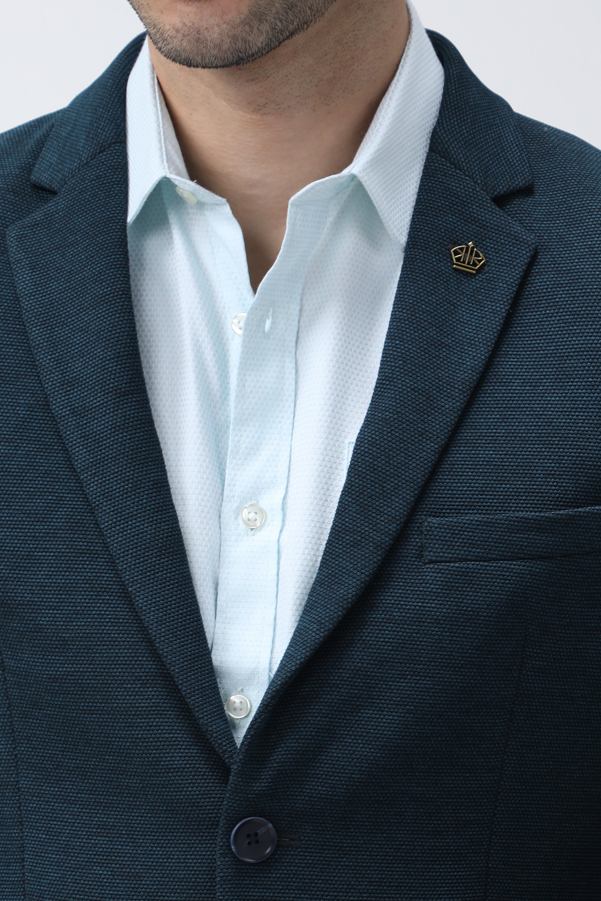 King Richard Slim Fit Knit Blazer - Teal