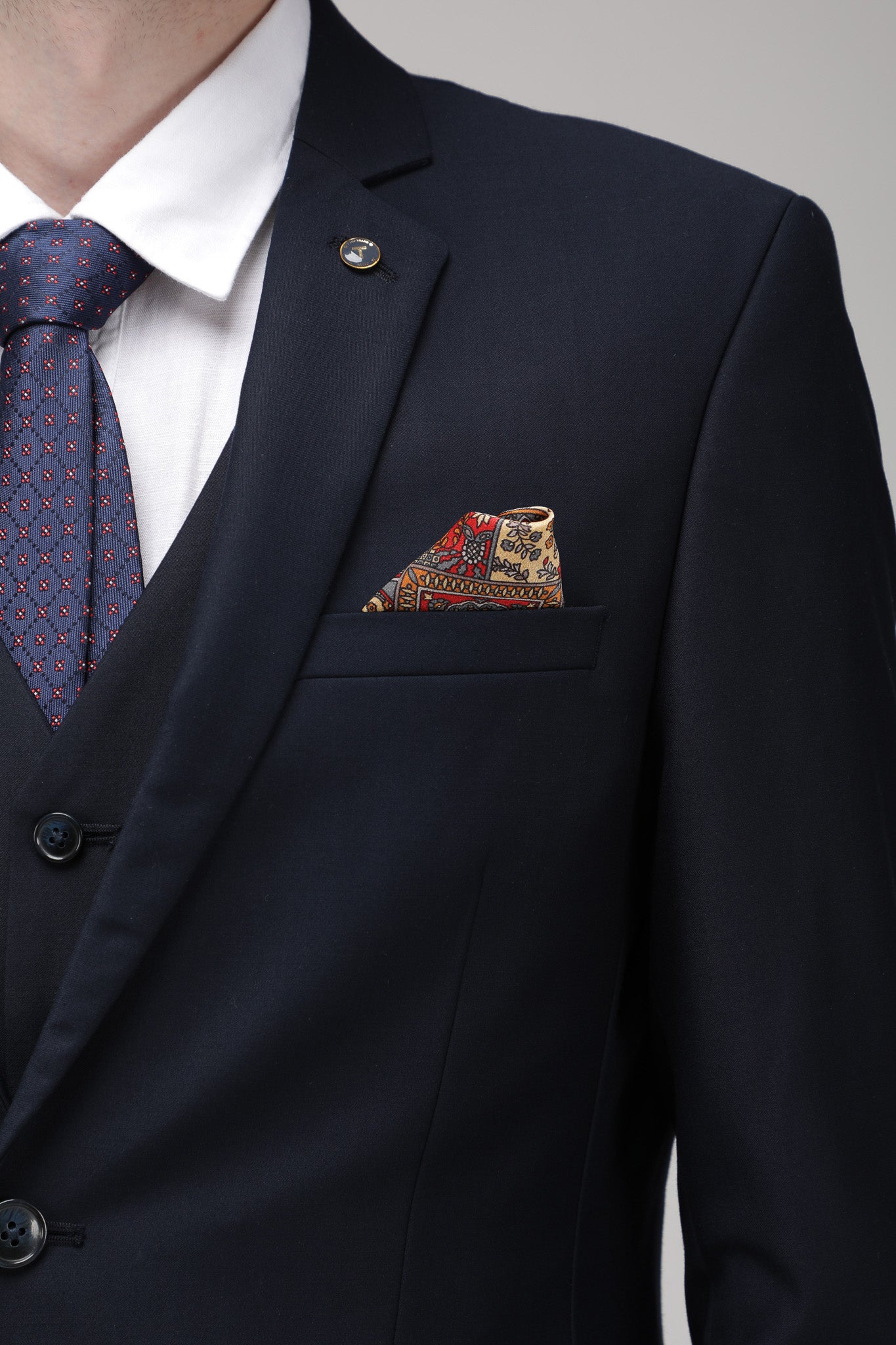 T the brand Slim Fit Fully Lined Solid Blazer - Navy