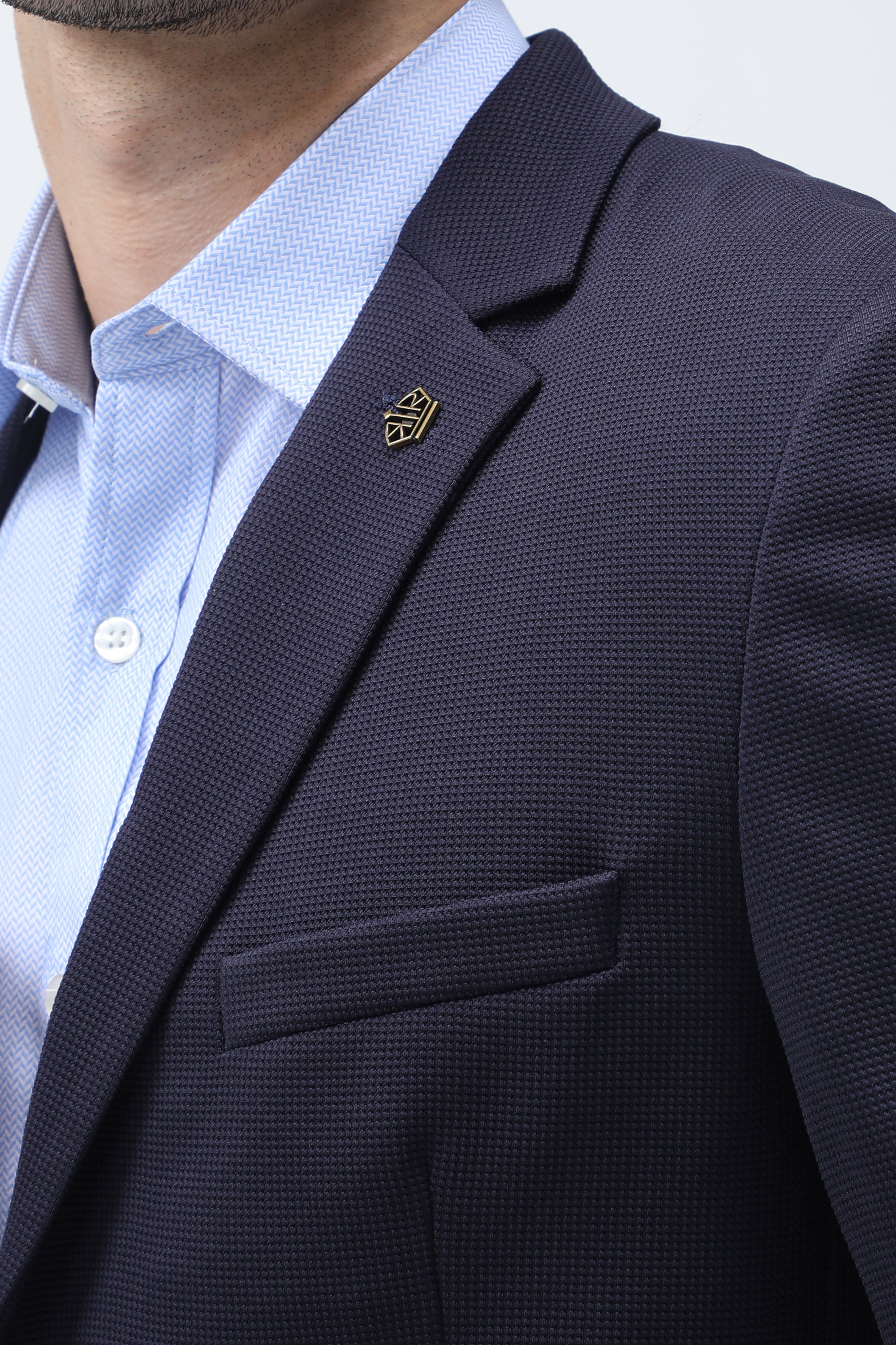 King Richard Slim Fit Knit Blazer - Navy