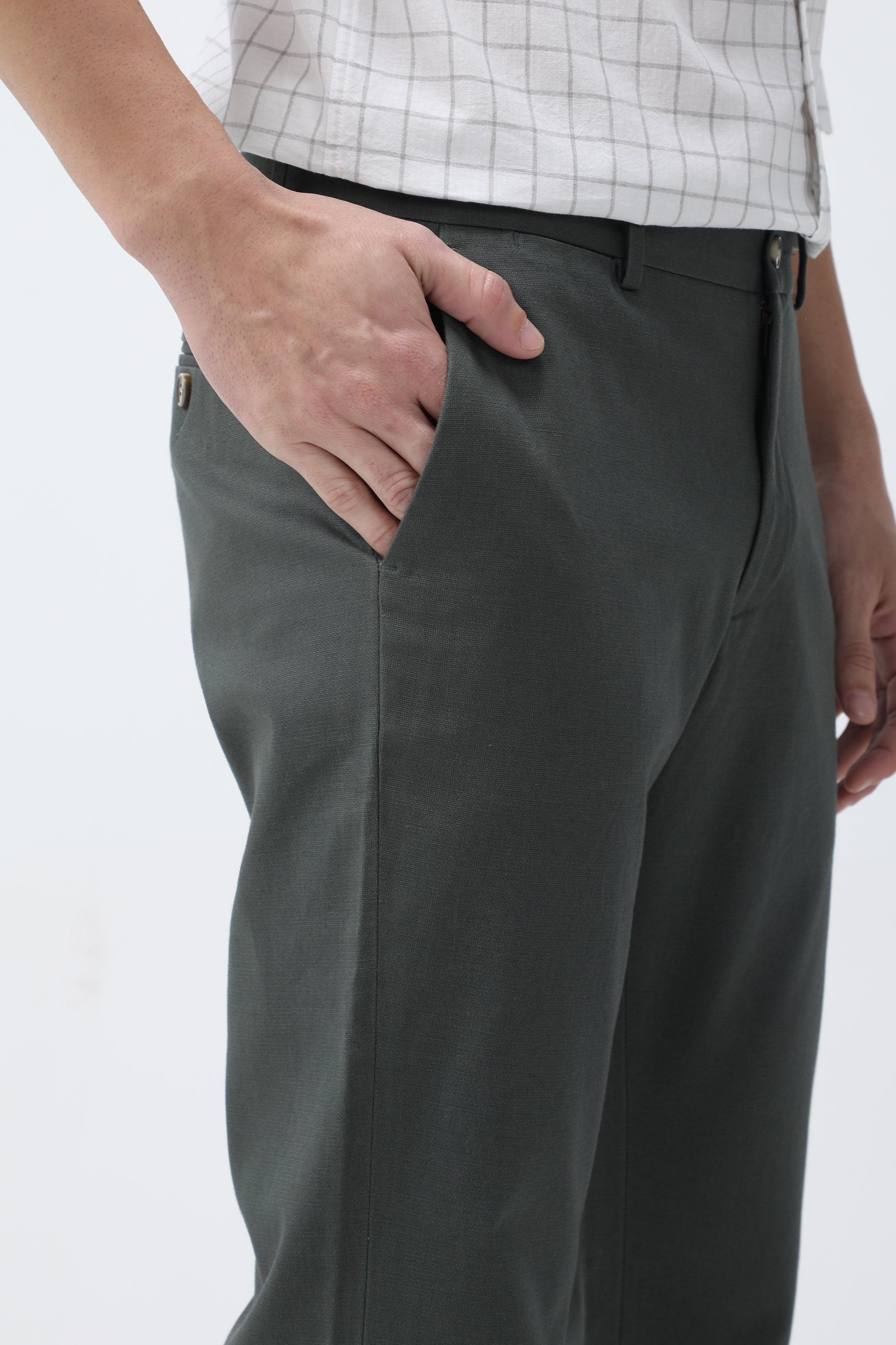 Bare Brown Slim Fit Cotton Chinos - Green