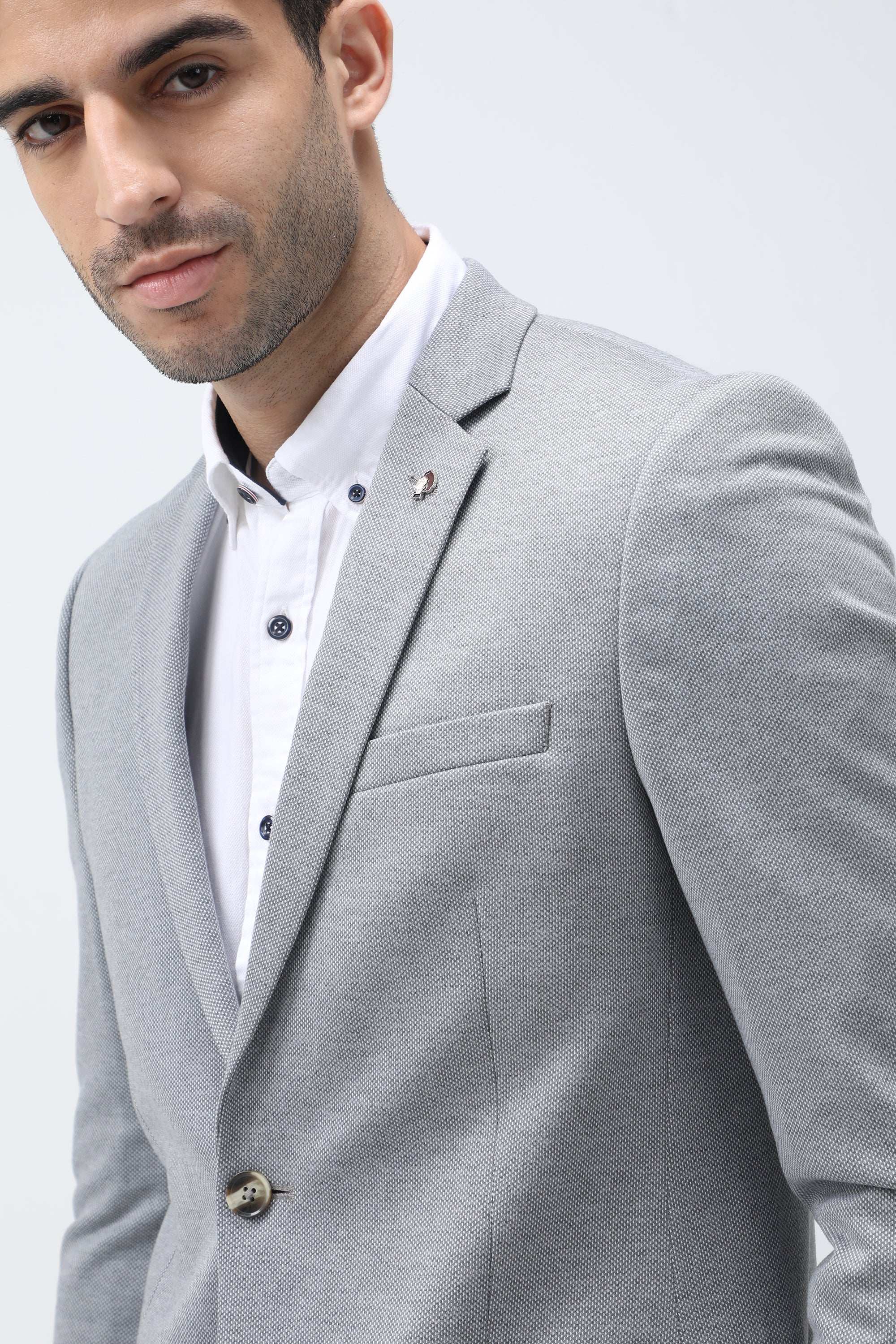 Bare Brown Knit Blazer - Grey