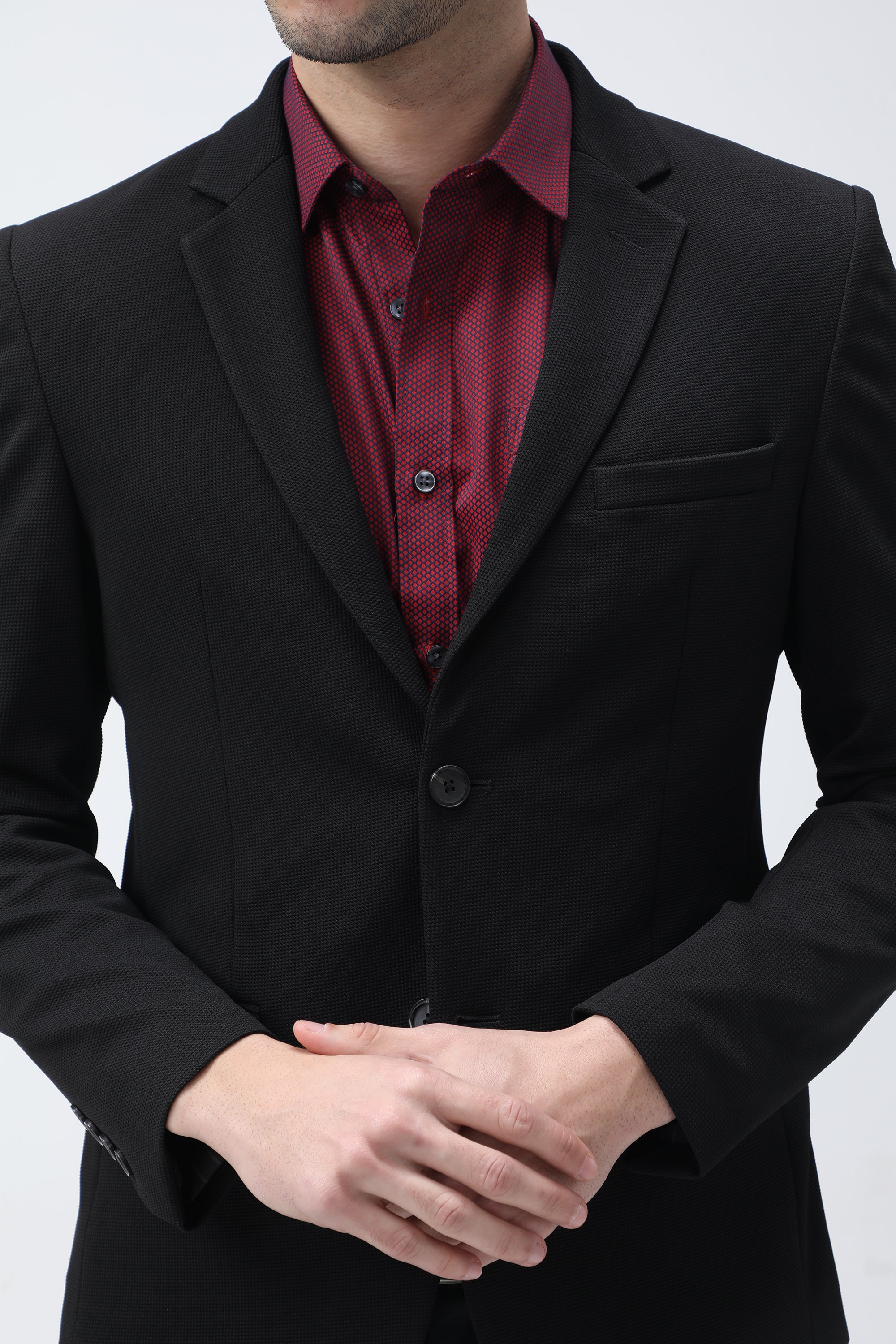 King Richard Slim Fit Knit Blazer - Black