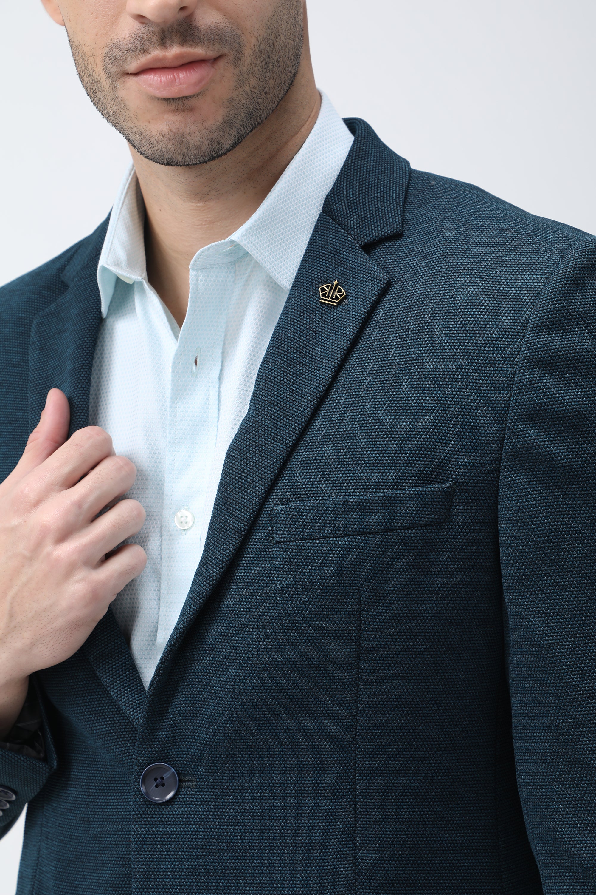 King Richard Slim Fit Knit Blazer - Teal