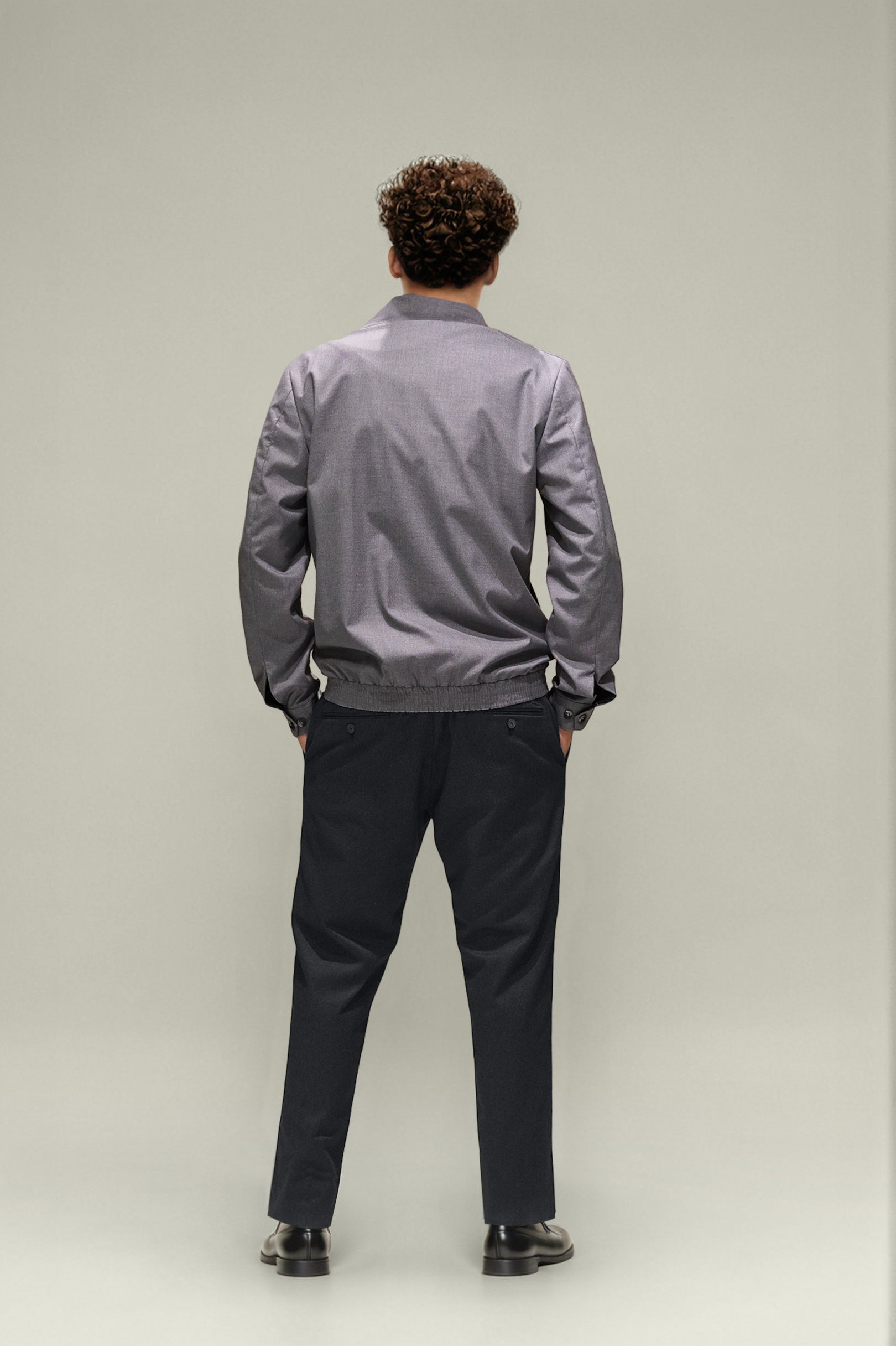Bare Brown Stripe Harrington Jacket - Grey