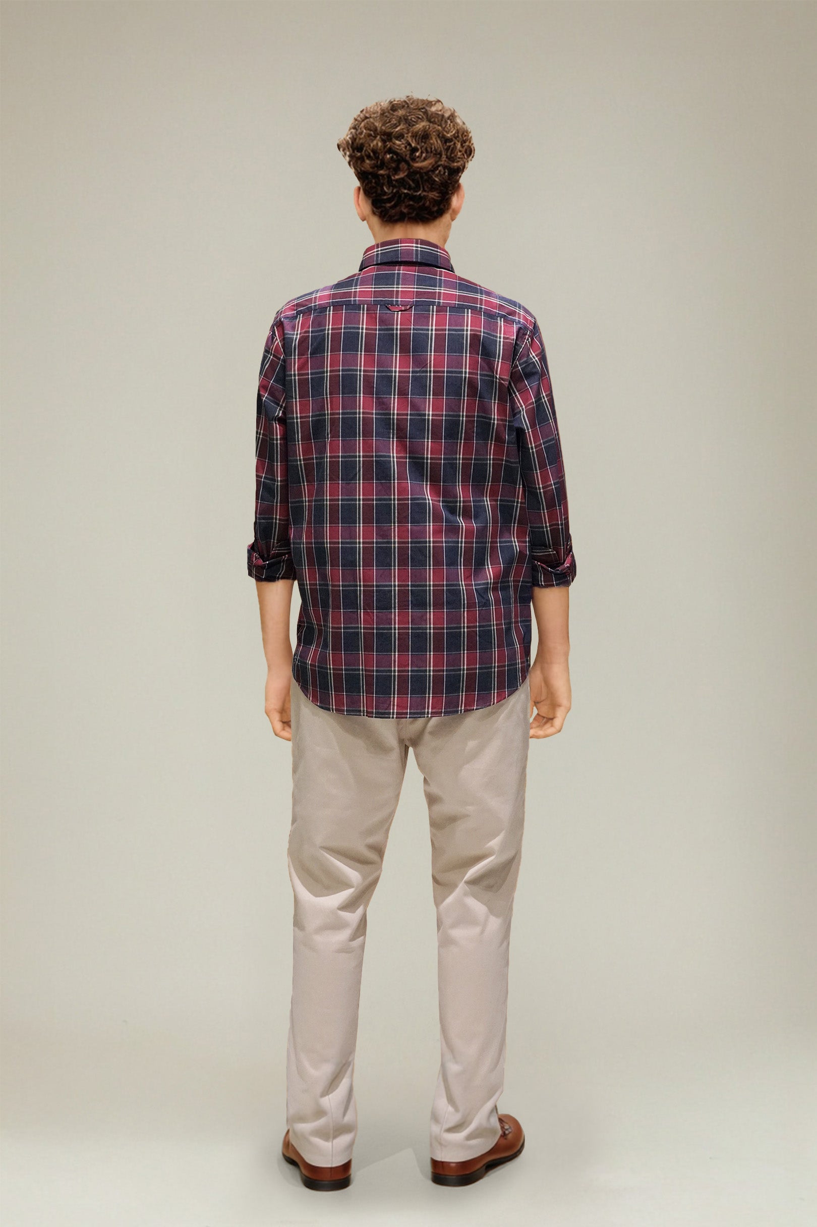 Bare Brown Checkered Cotton Shirt - Blue