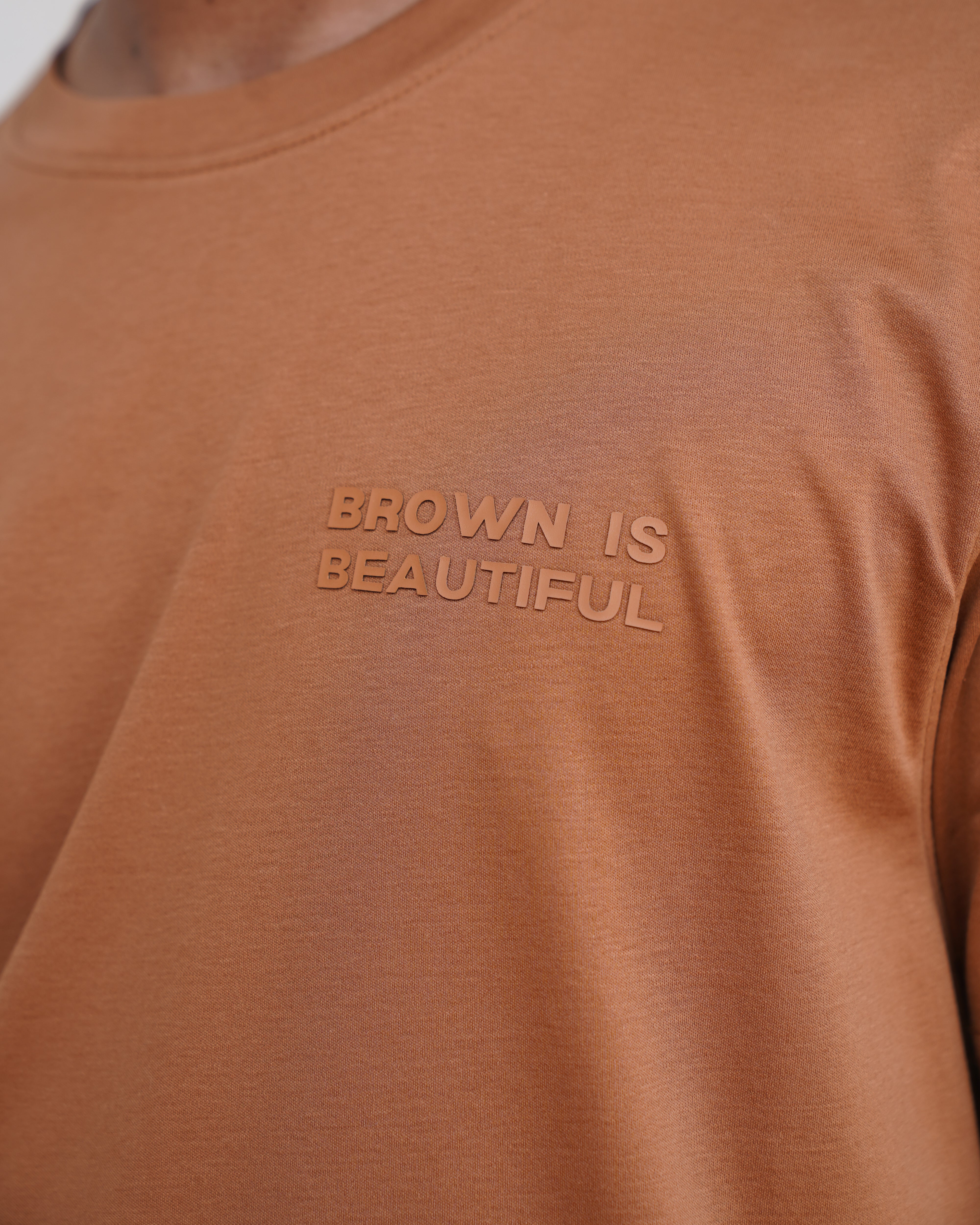 Bare Brown Slim Fit Crew Neck T-Shirt - Brown