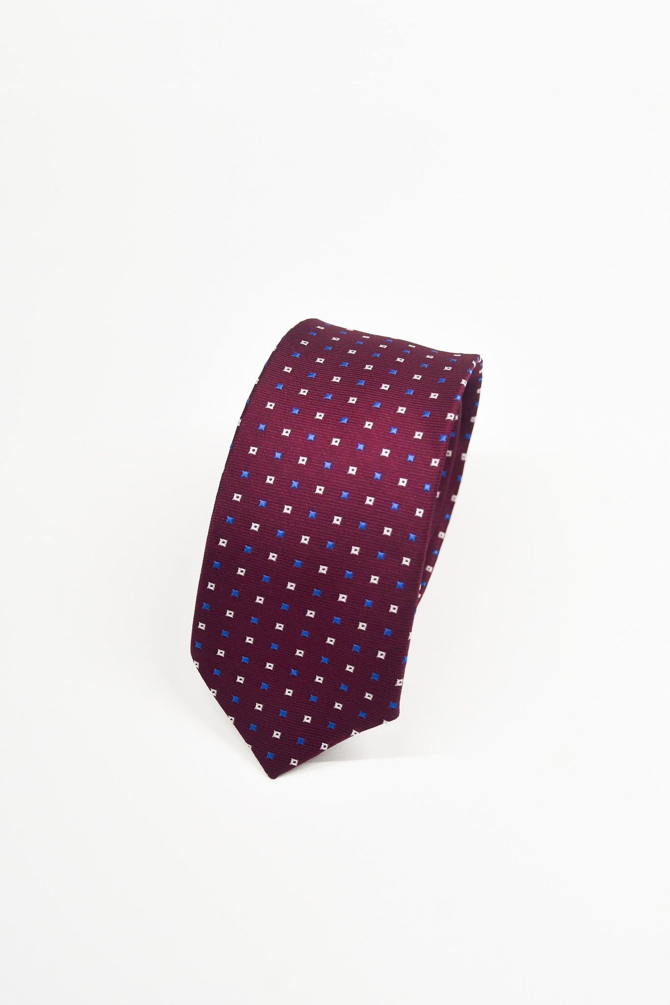 Men's Perfect Dobby Textured Microfibre Slim Tie - Maroon
