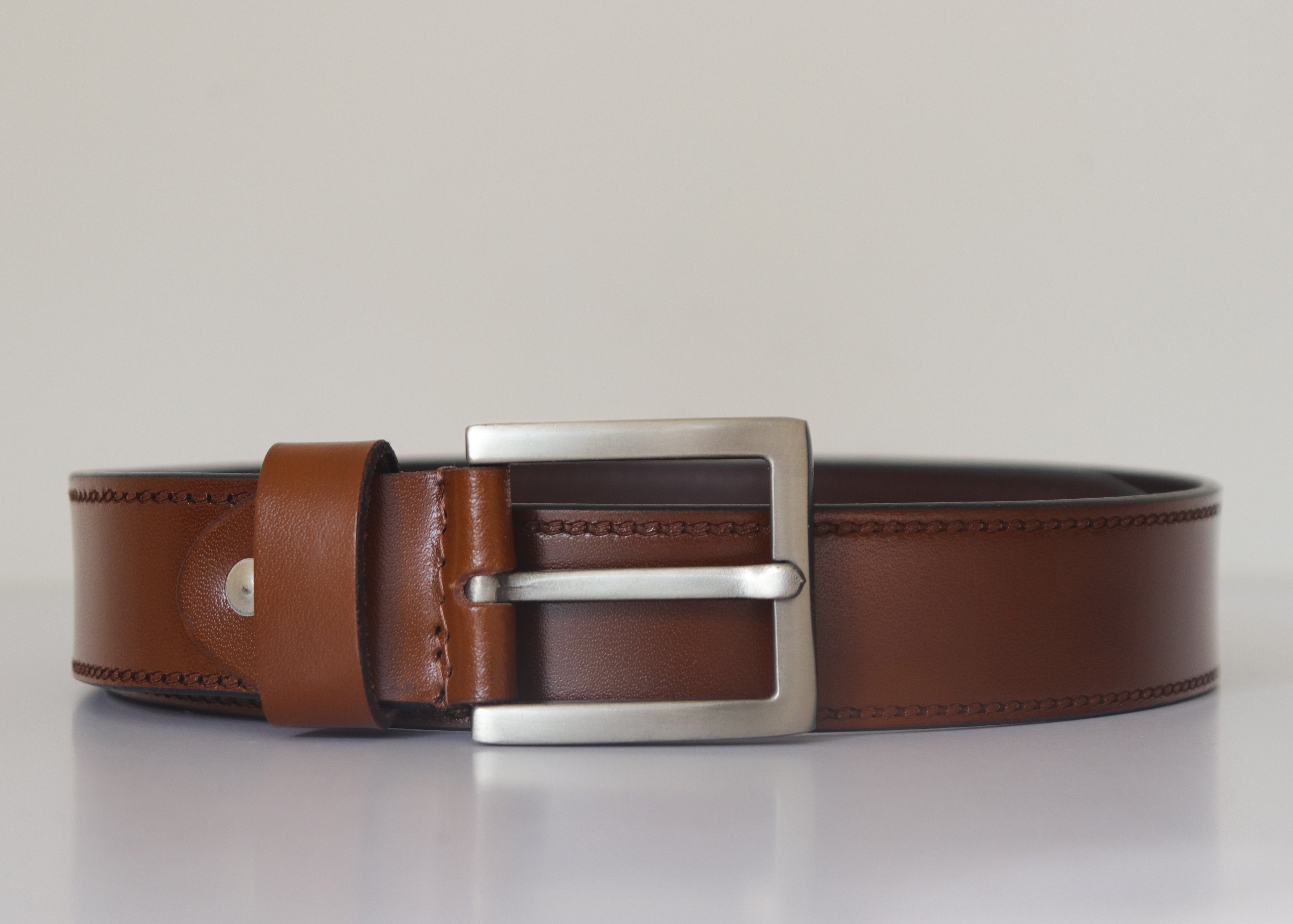 Men's Genuine Leather Belt - Tan
