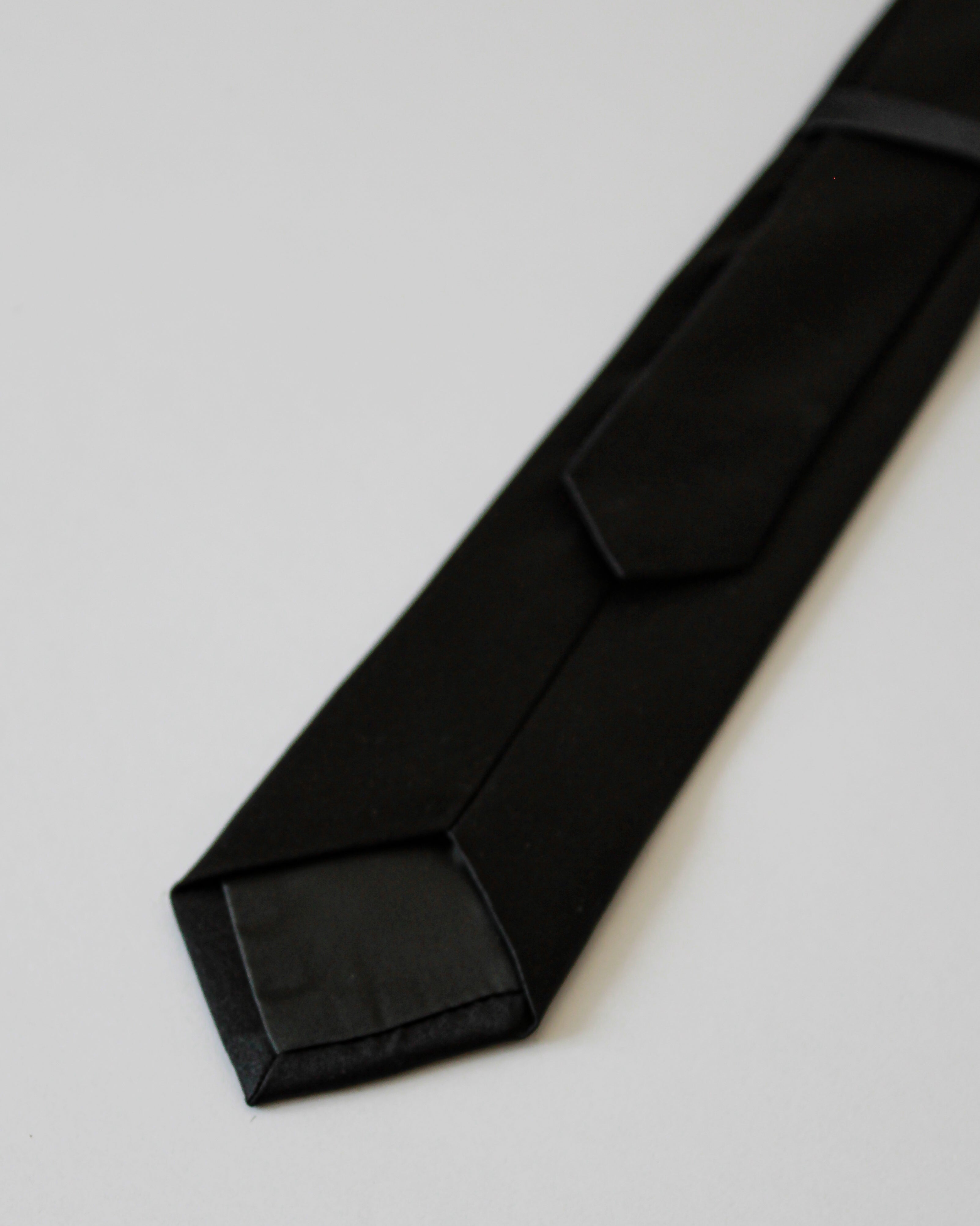 Men's Perfect Plain Satin Tie 150cm - Black