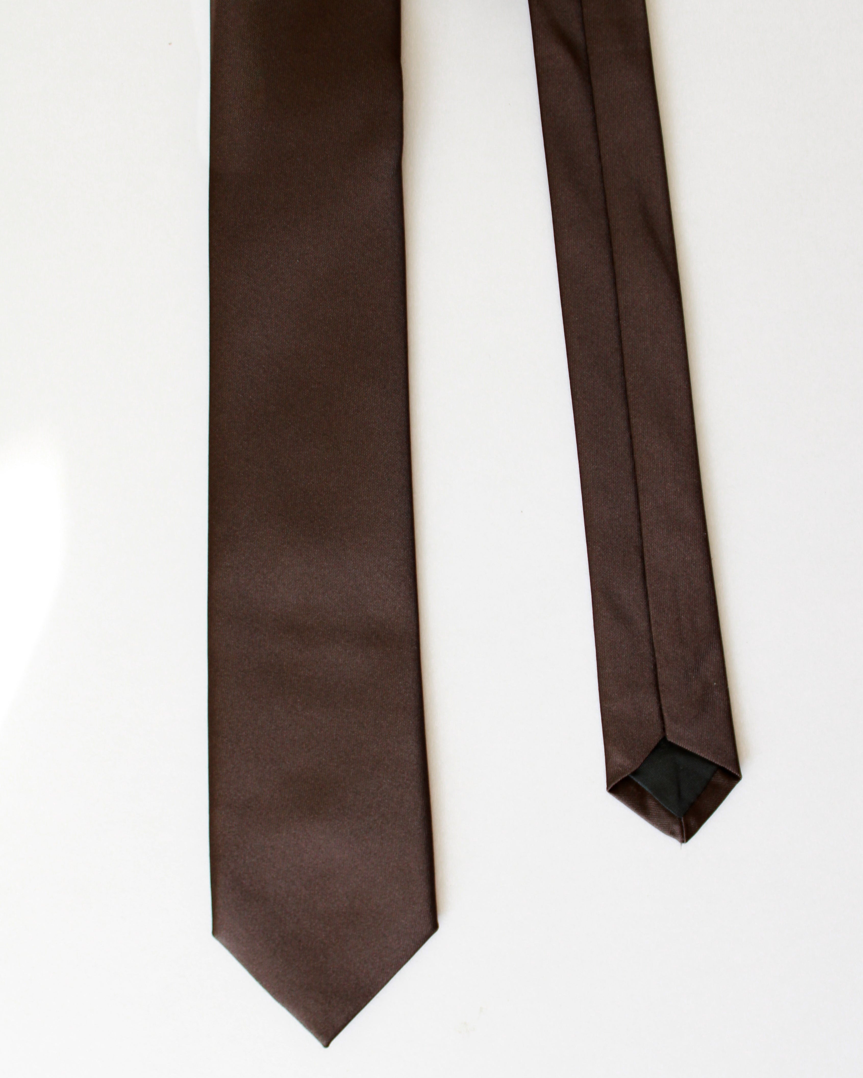 Men's Perfect Plain Satin Tie 150cm - Brown