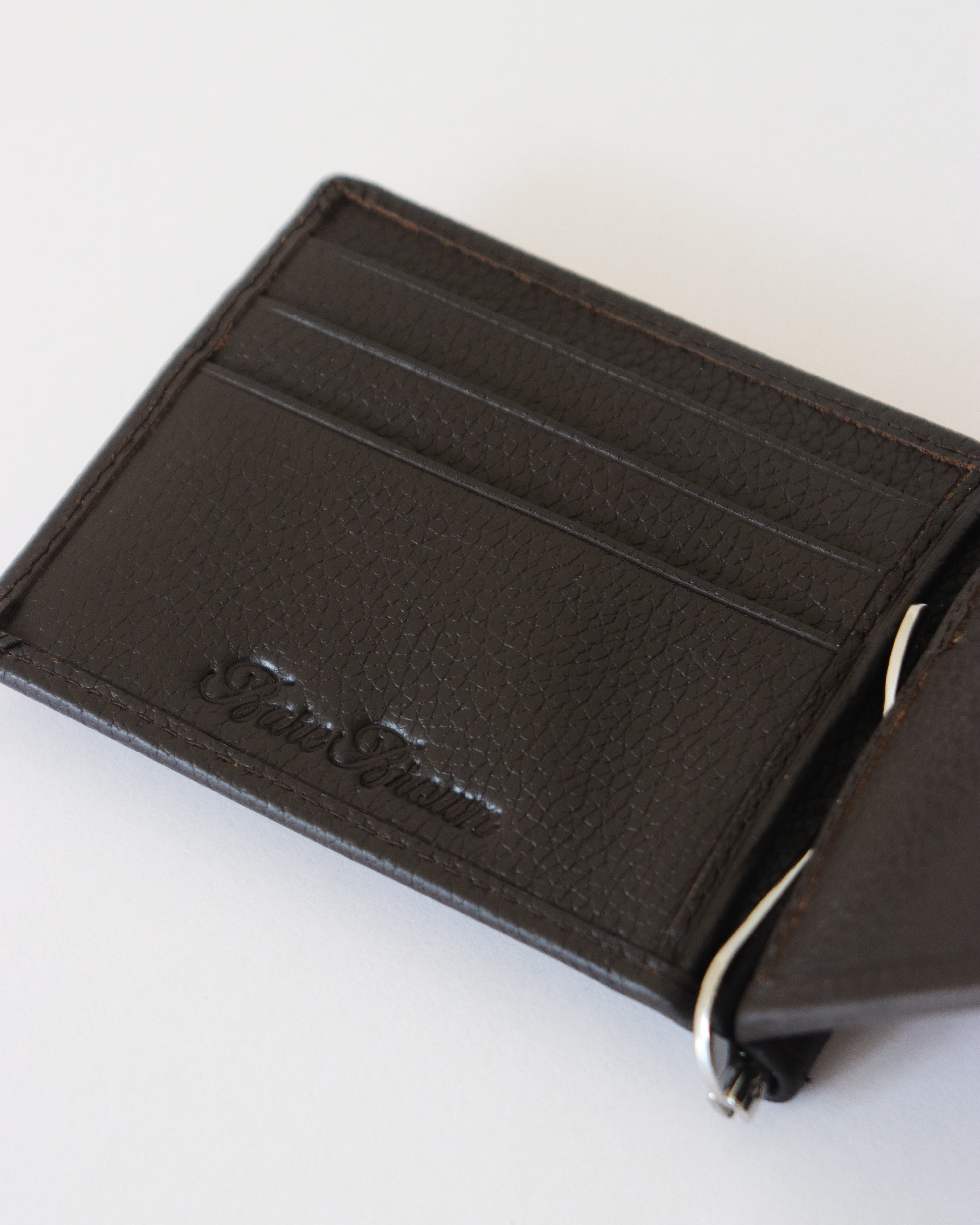 Genuine Leather Brown Money Clip With RFID Protection