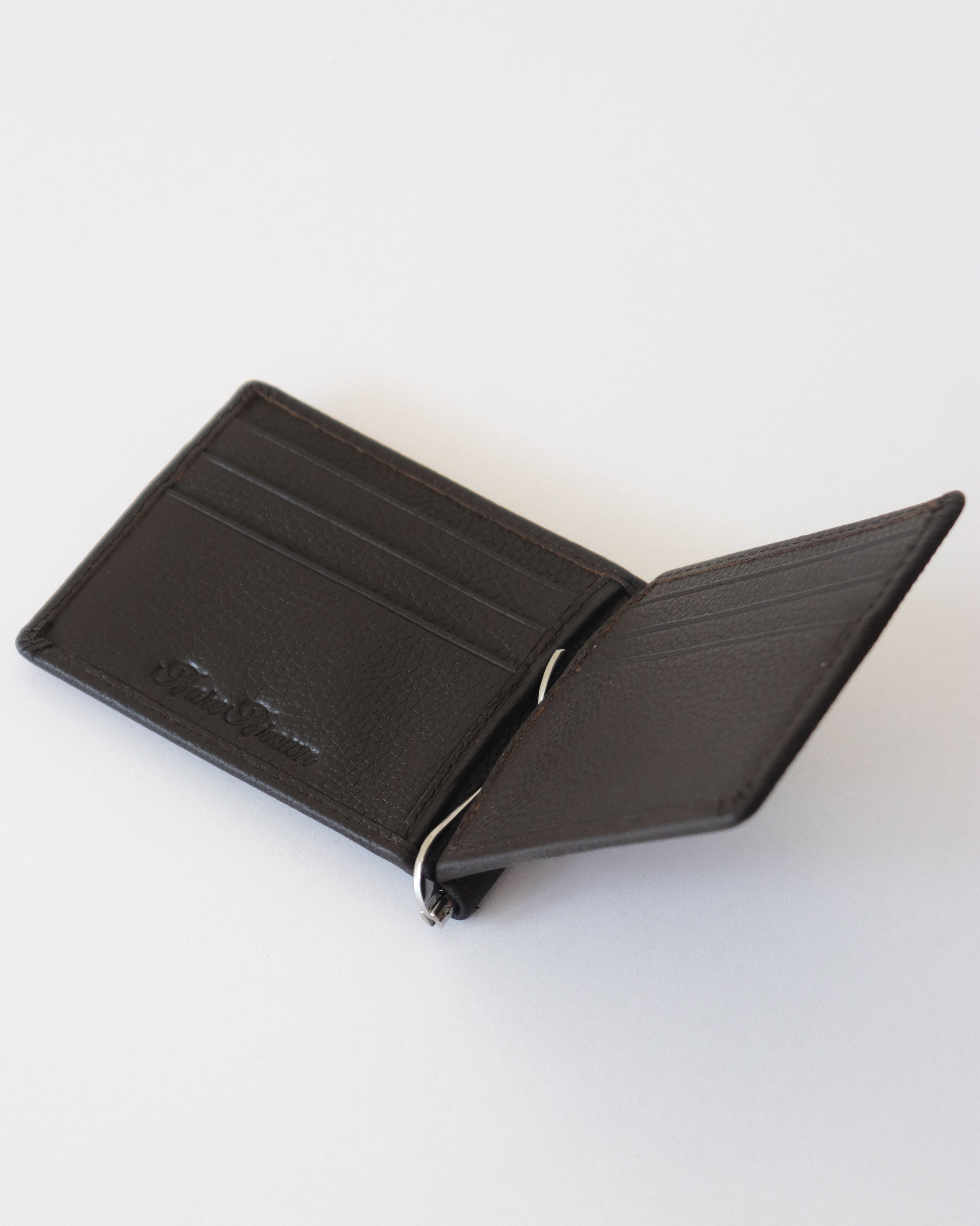 Genuine Leather Brown Money Clip With RFID Protection