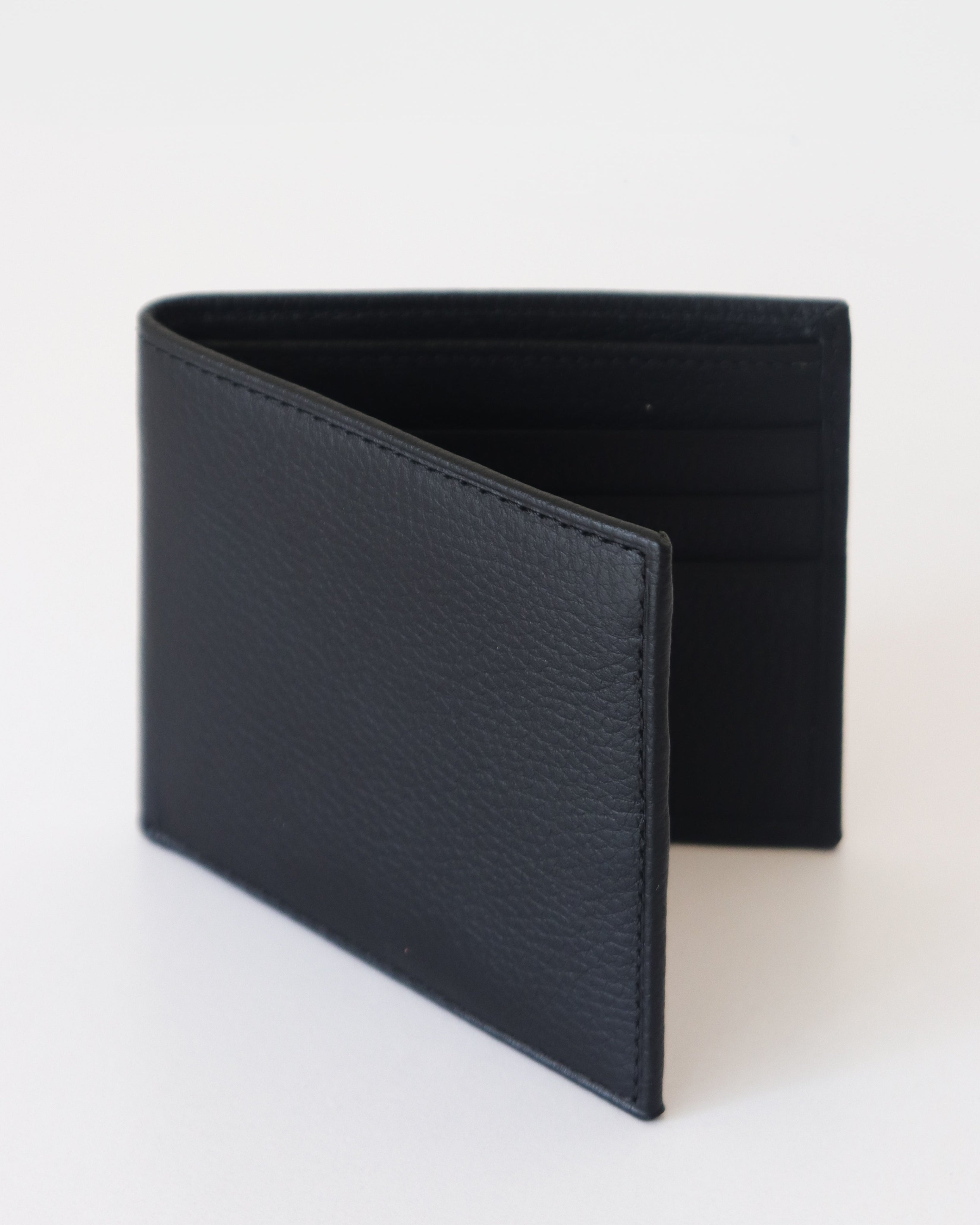 Genuine Leather Black Bi-fold Wallet With RFID Protection