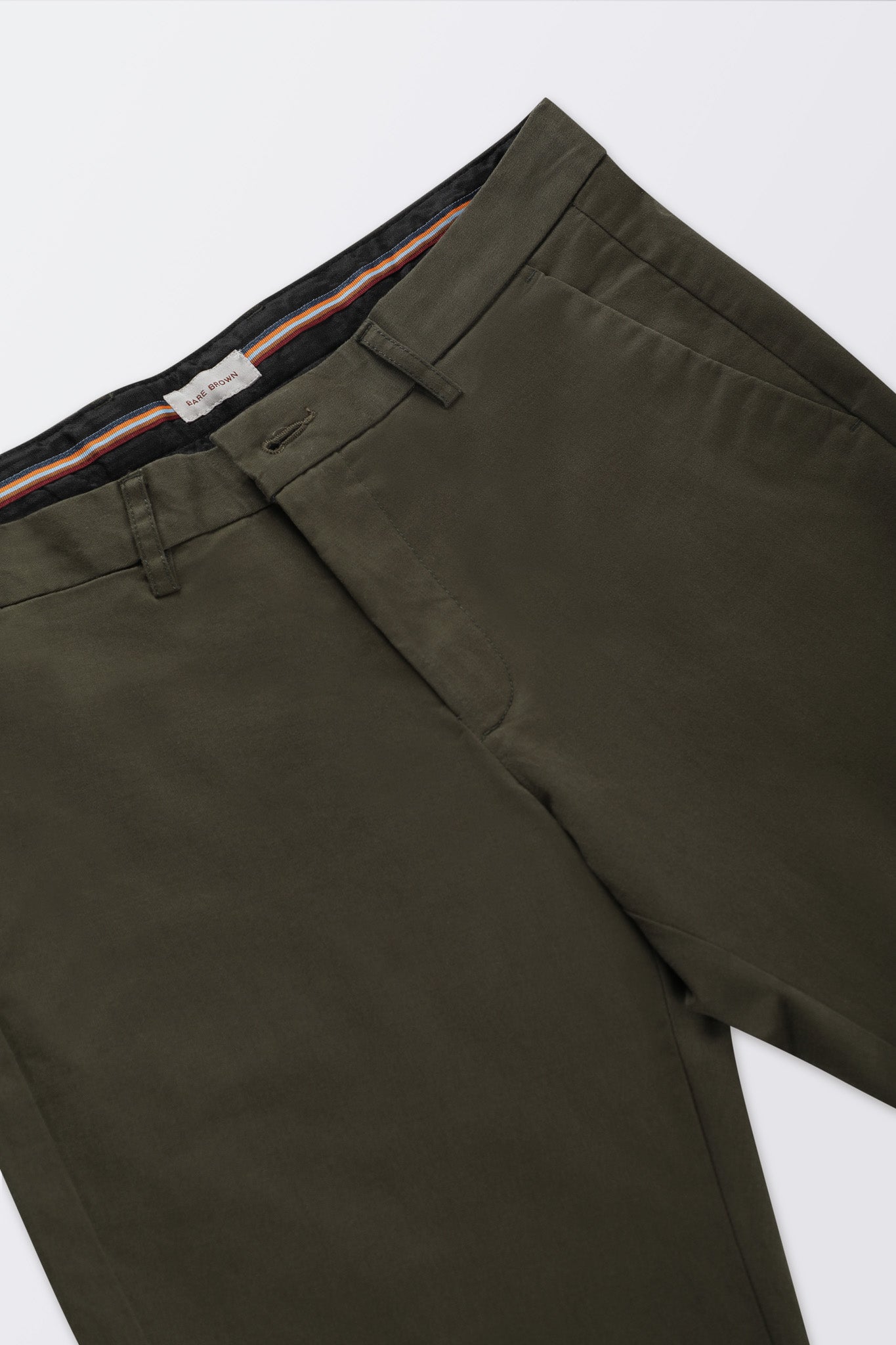 Bare Brown Stretch Slim Fit Cotton Chinos - Olive Green