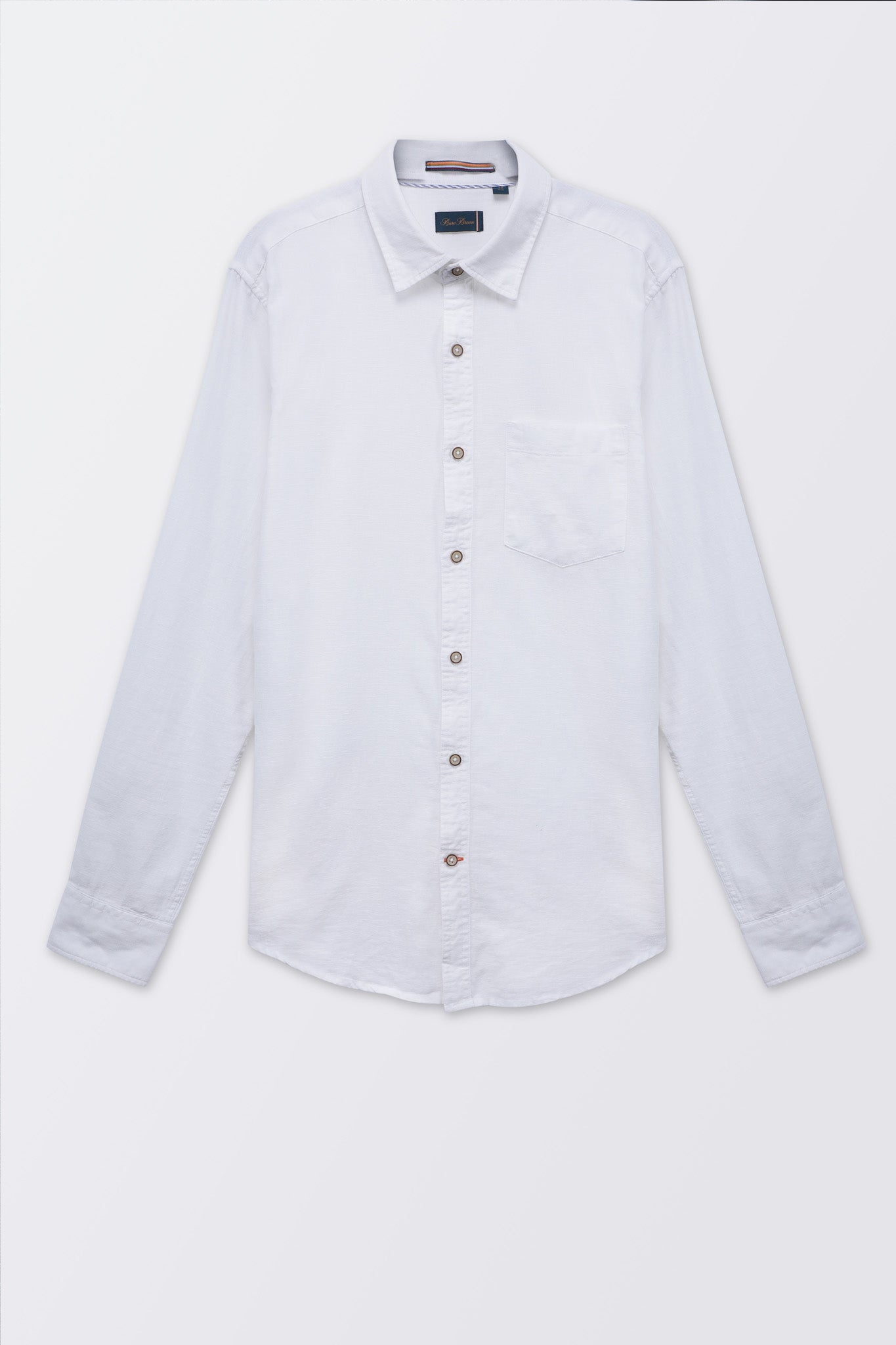 Bare Brown Regular Collar Cotton Linen Shirt, Slim Fit with Full Sleeves - White