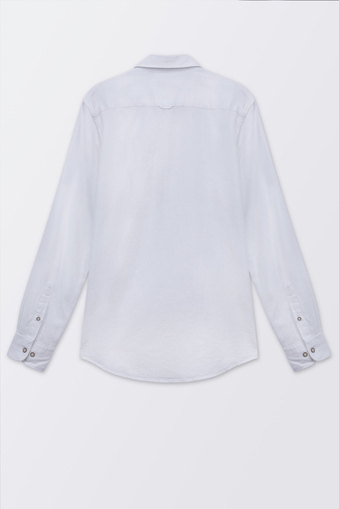 Bare Brown Regular Collar Cotton Linen Shirt, Slim Fit with Full Sleeves - White