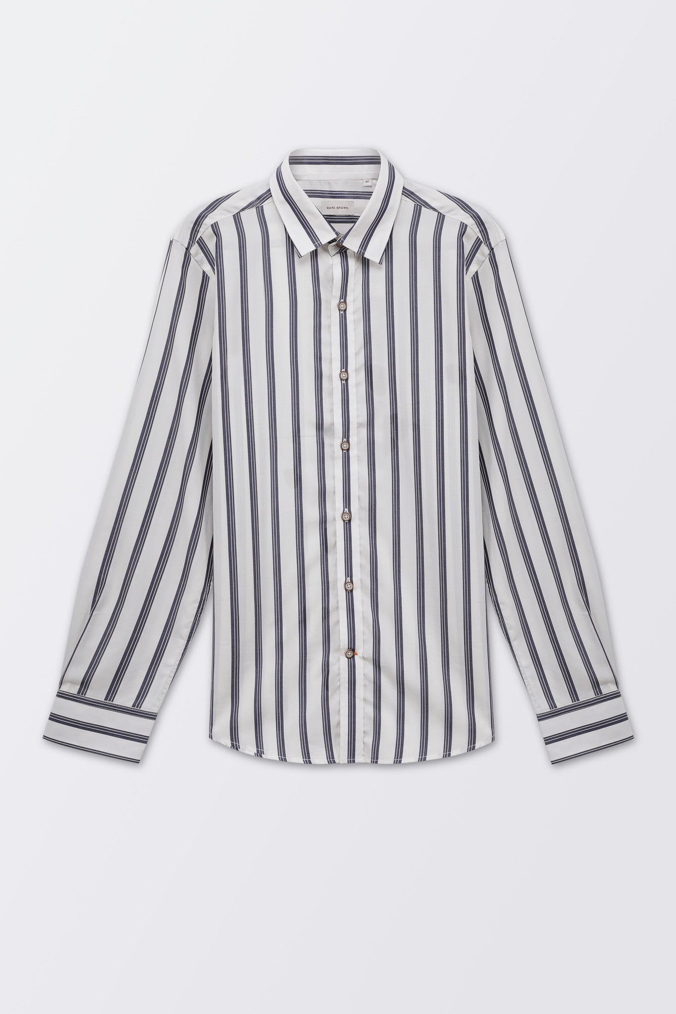 Bare Brown Striped Slim Fit Cotton Shirt with Full Sleeves