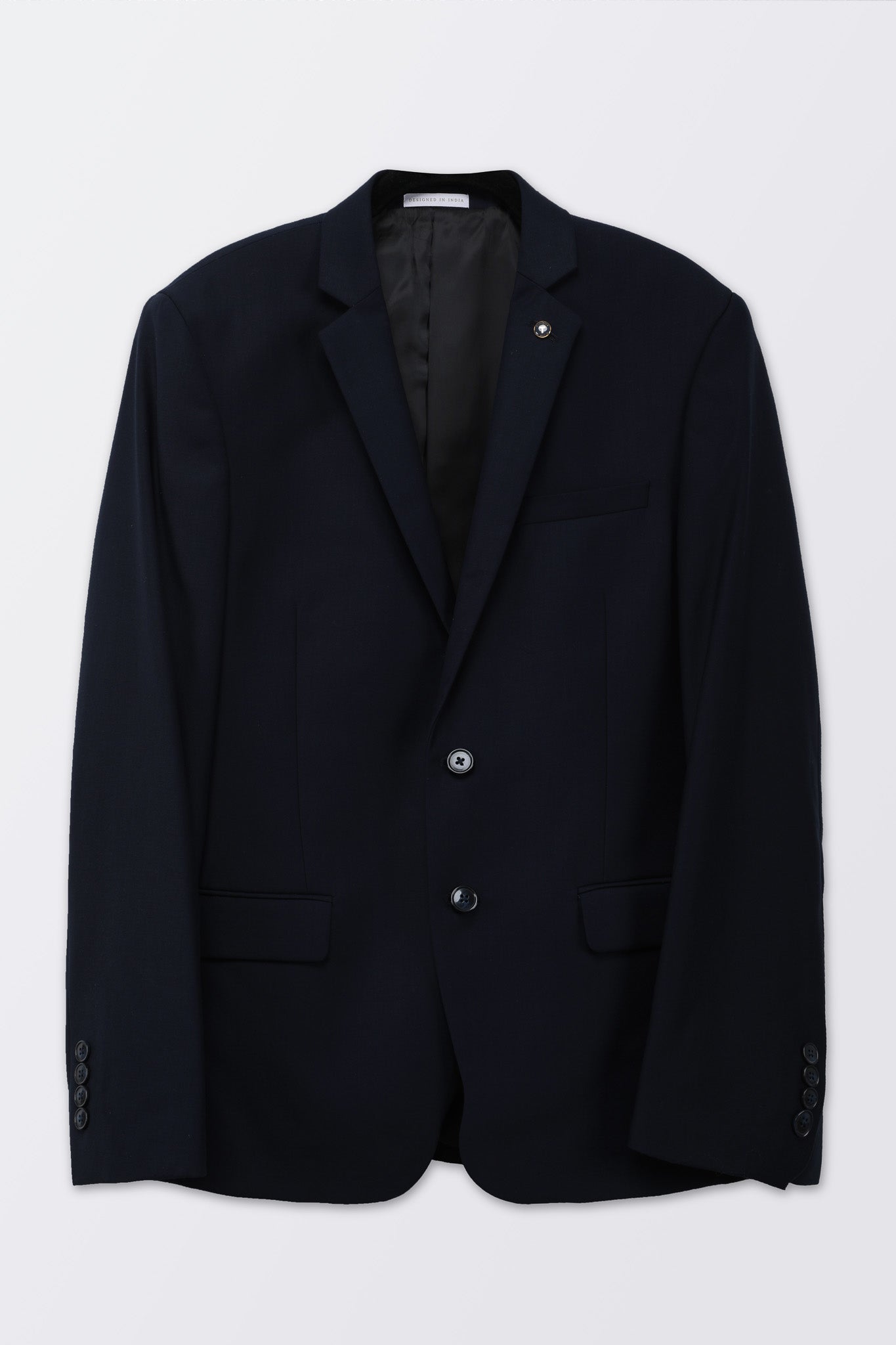 T the brand Slim Fit Fully Lined Solid Blazer - Navy