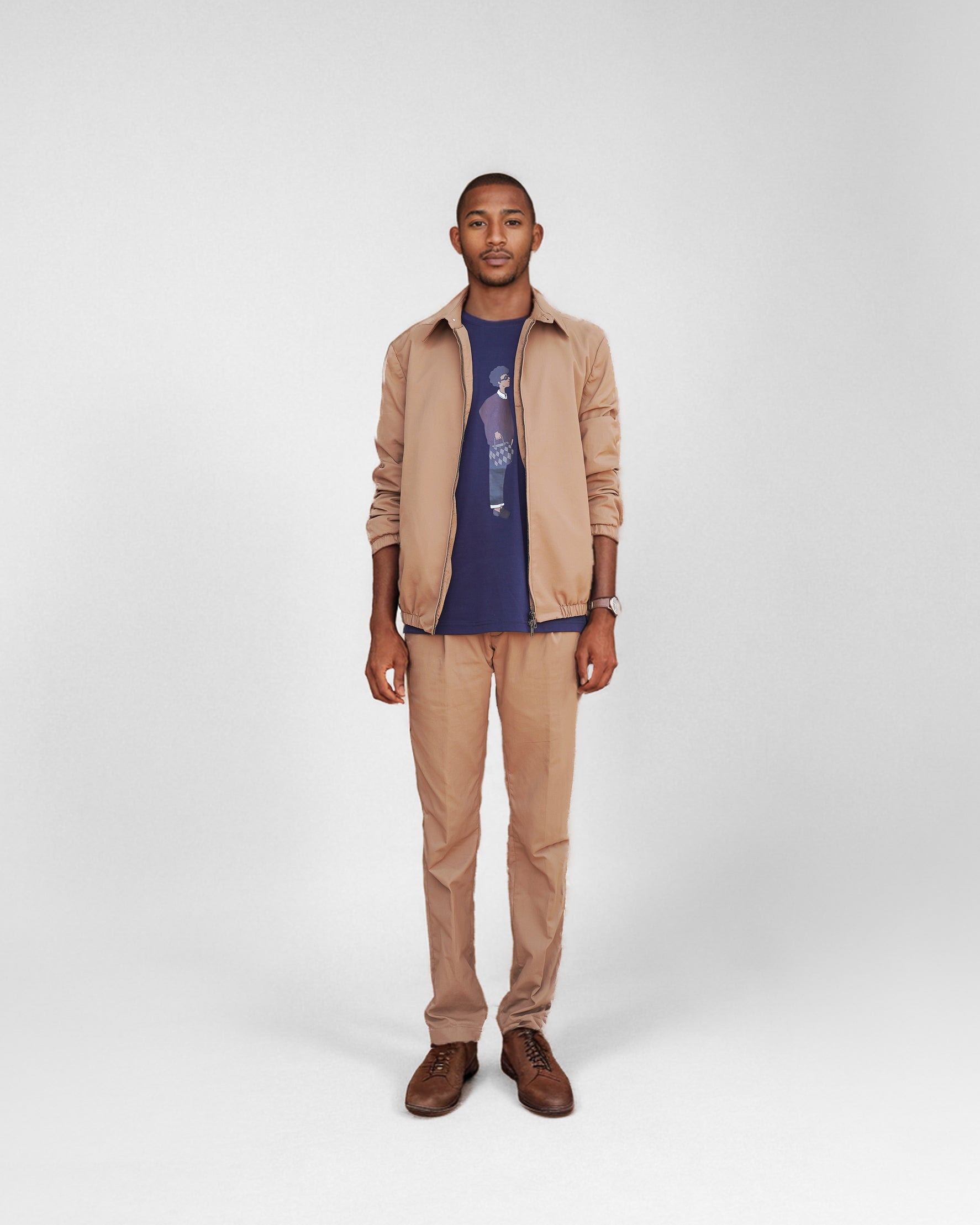 Bare Brown Bomber Jacket with 2 way Zipper - Khaki