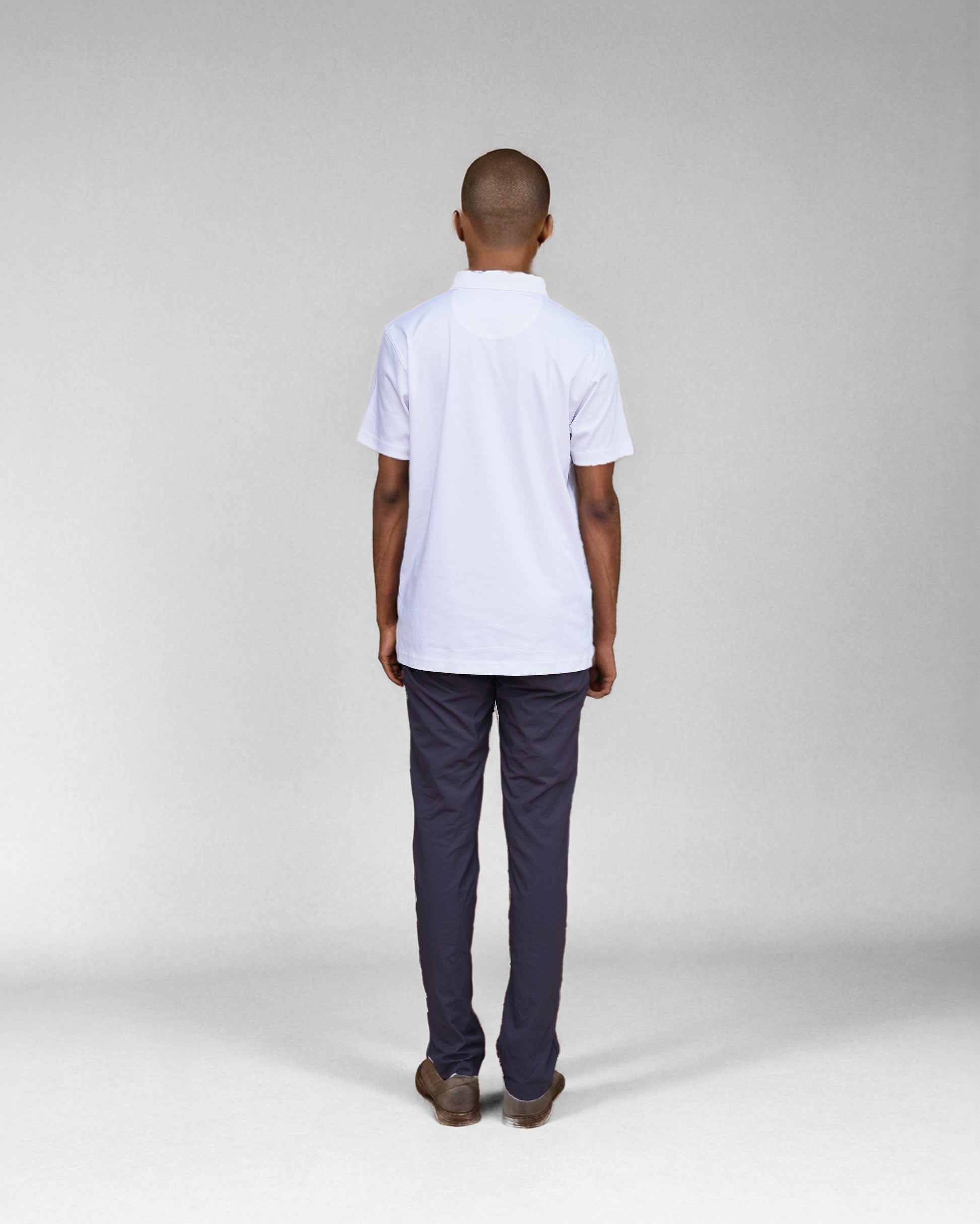 Bare Brown White Slim Fit Polo T-Shirt