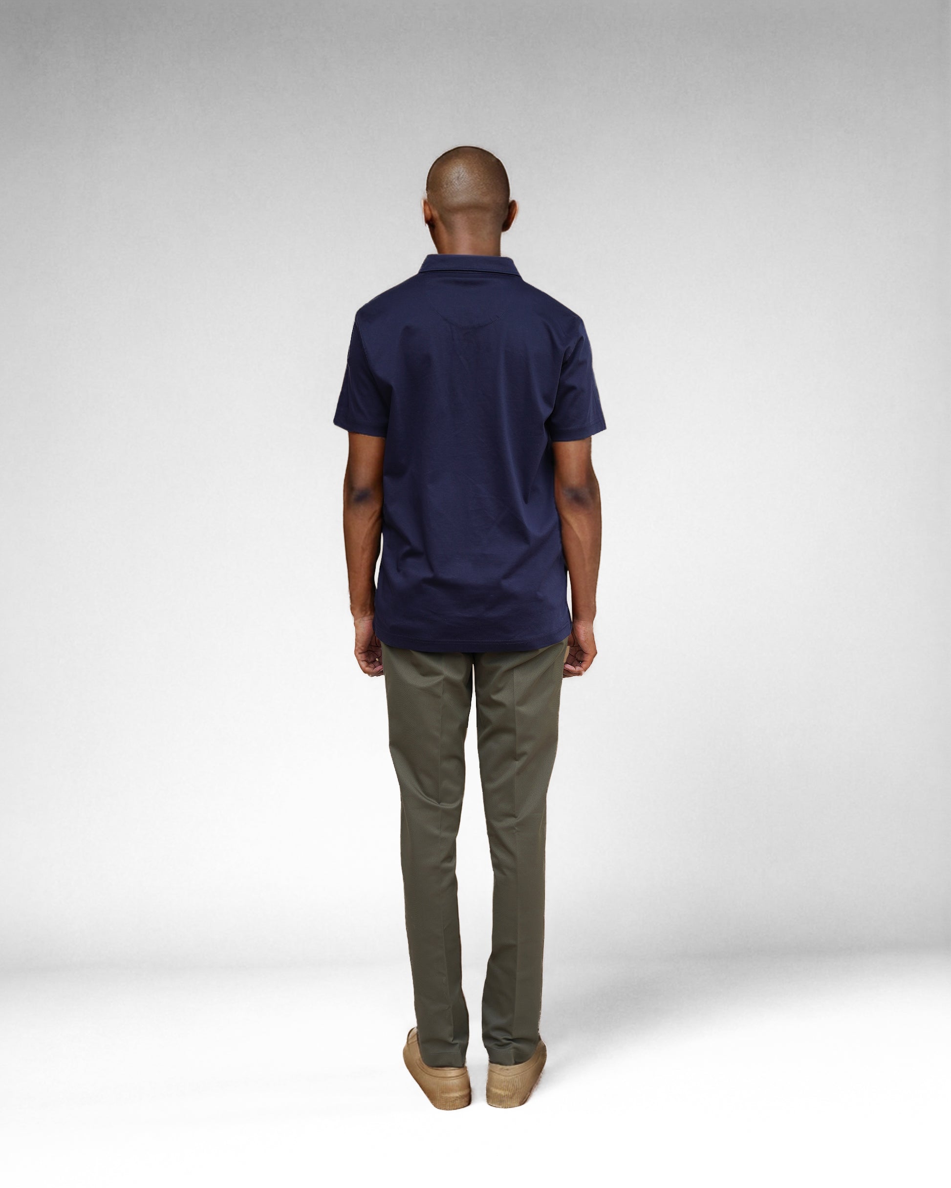 Bare Brown Navy Slim Fit Polo T-Shirt