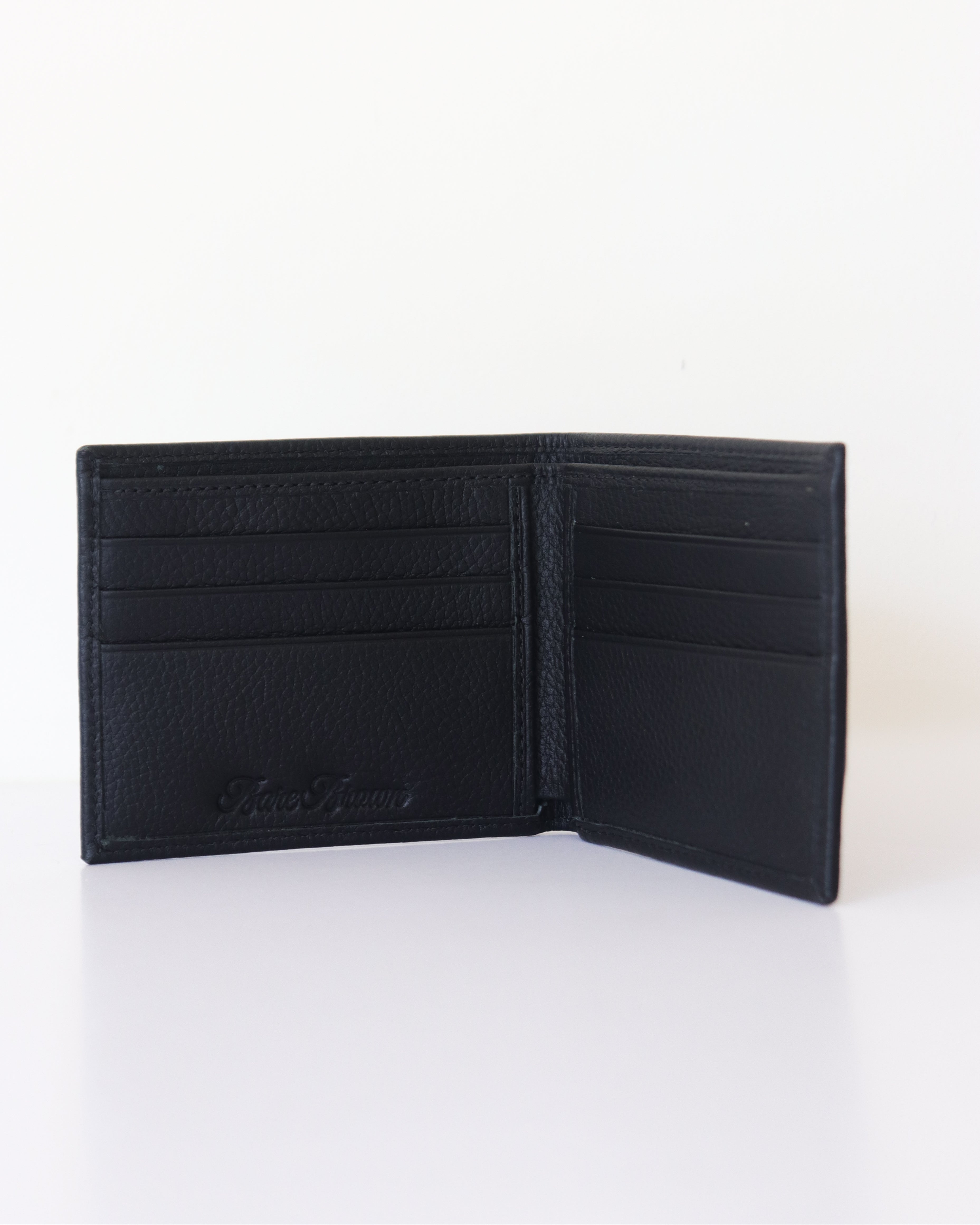 Genuine Leather Black Bi-fold Wallet With RFID Protection