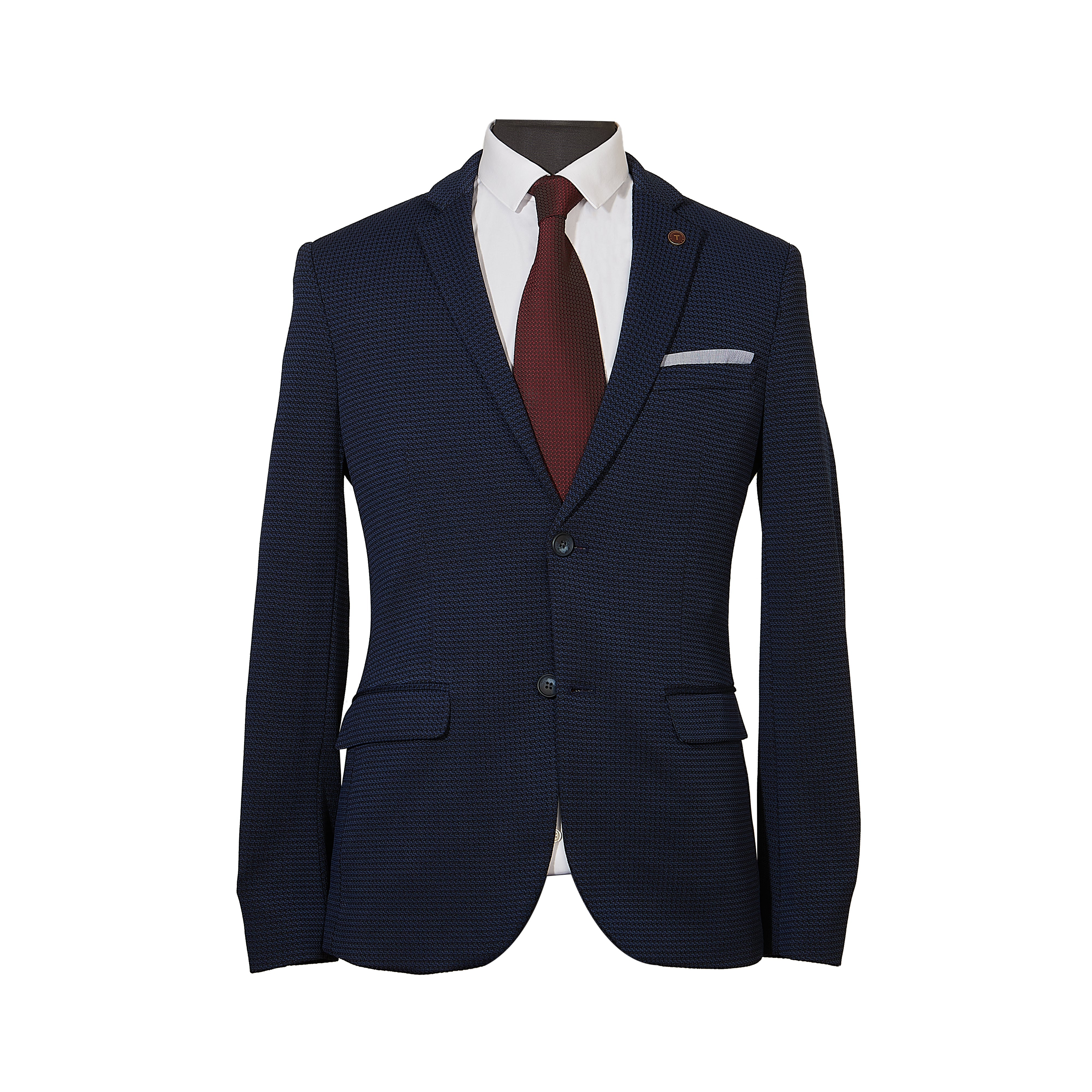 Navy Structure Stretch Knit Blazer