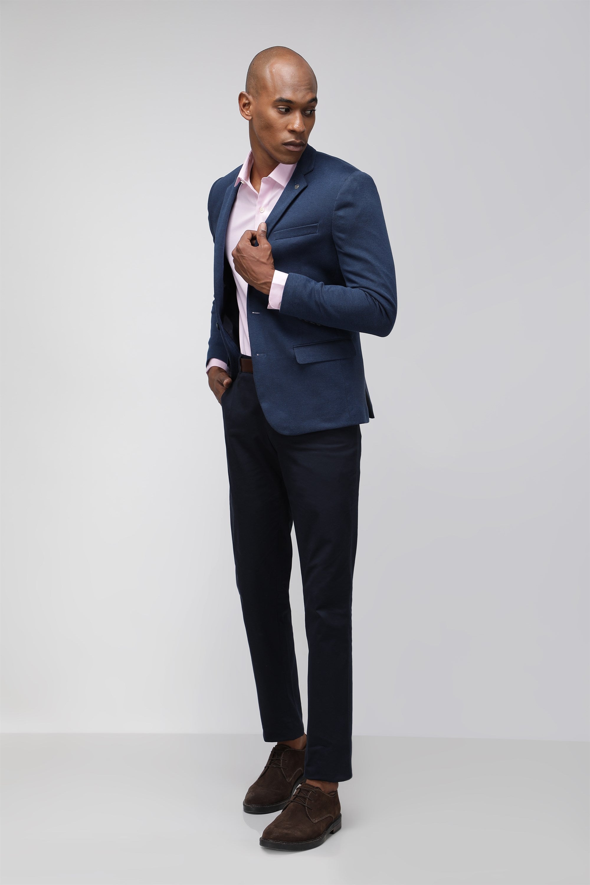 T the brand Slim Fit Fully Lined Knit Blazer - Blue