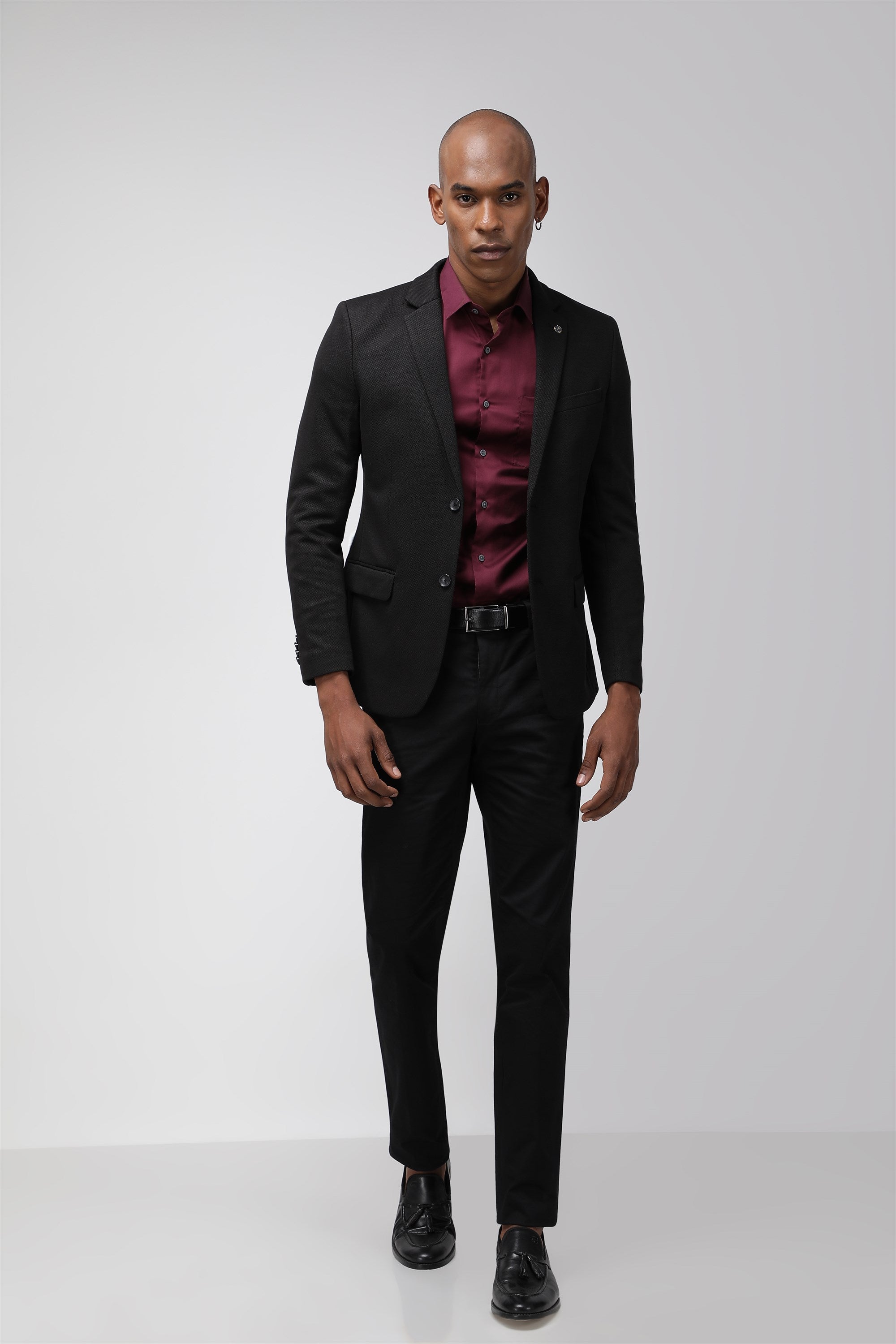 T the brand Super Slim Fit Fully Lined Knit Blazer - Black