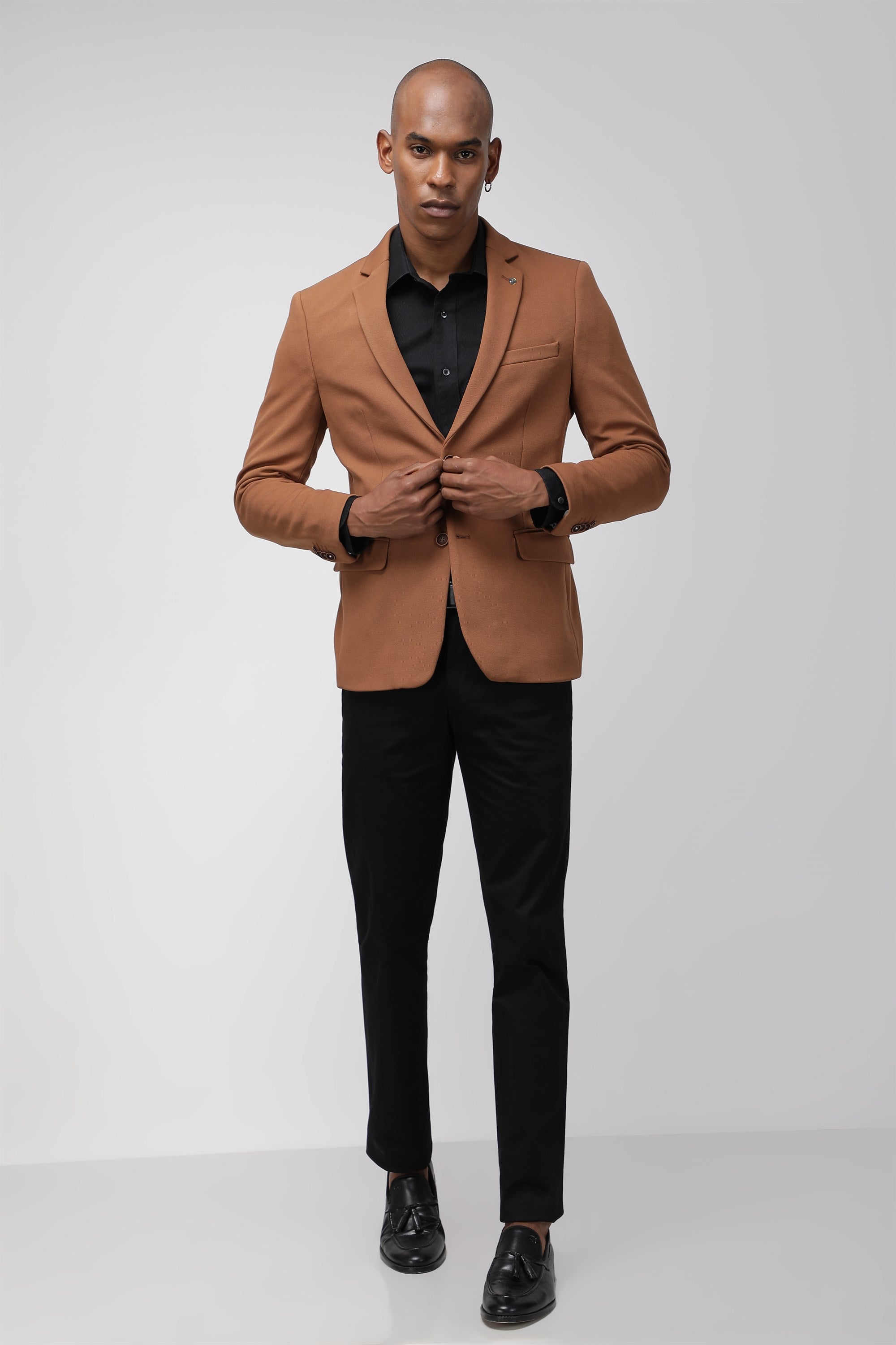 T the brand Super Slim Fit Knit Blazer - Rust