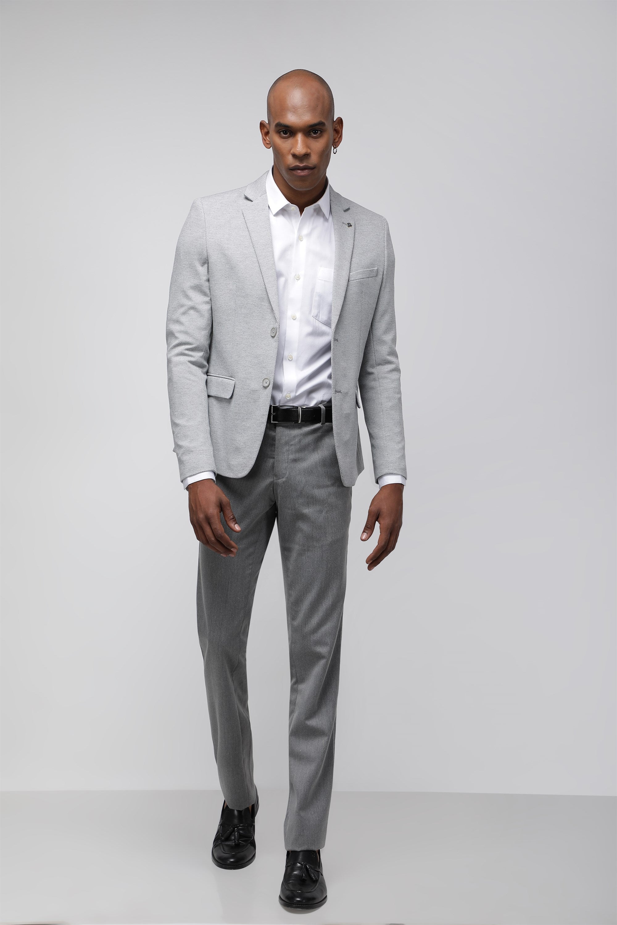 T the brand Slim Fit Knit Blazer - Grey