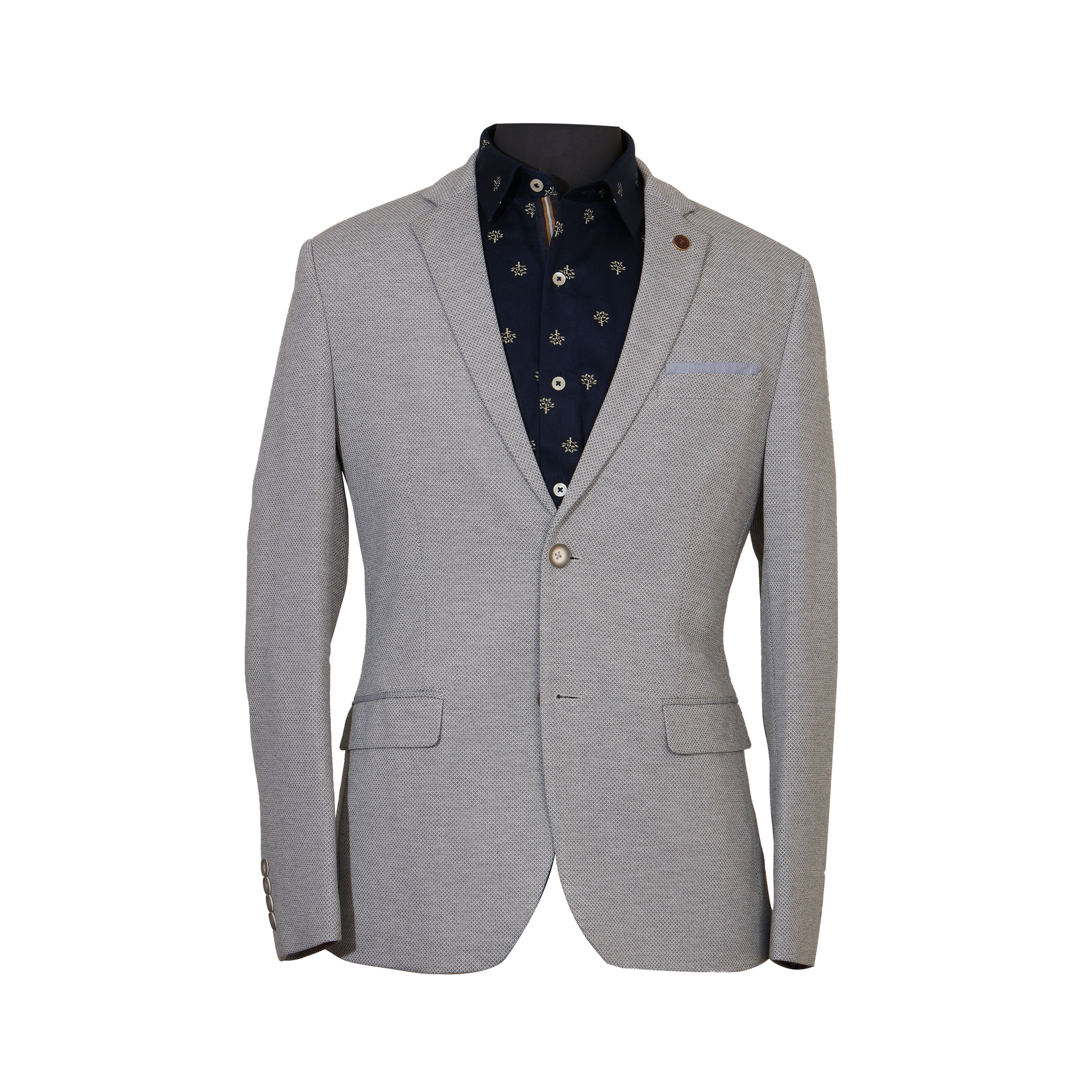 Grey Dobby Stretch Knit Blazer